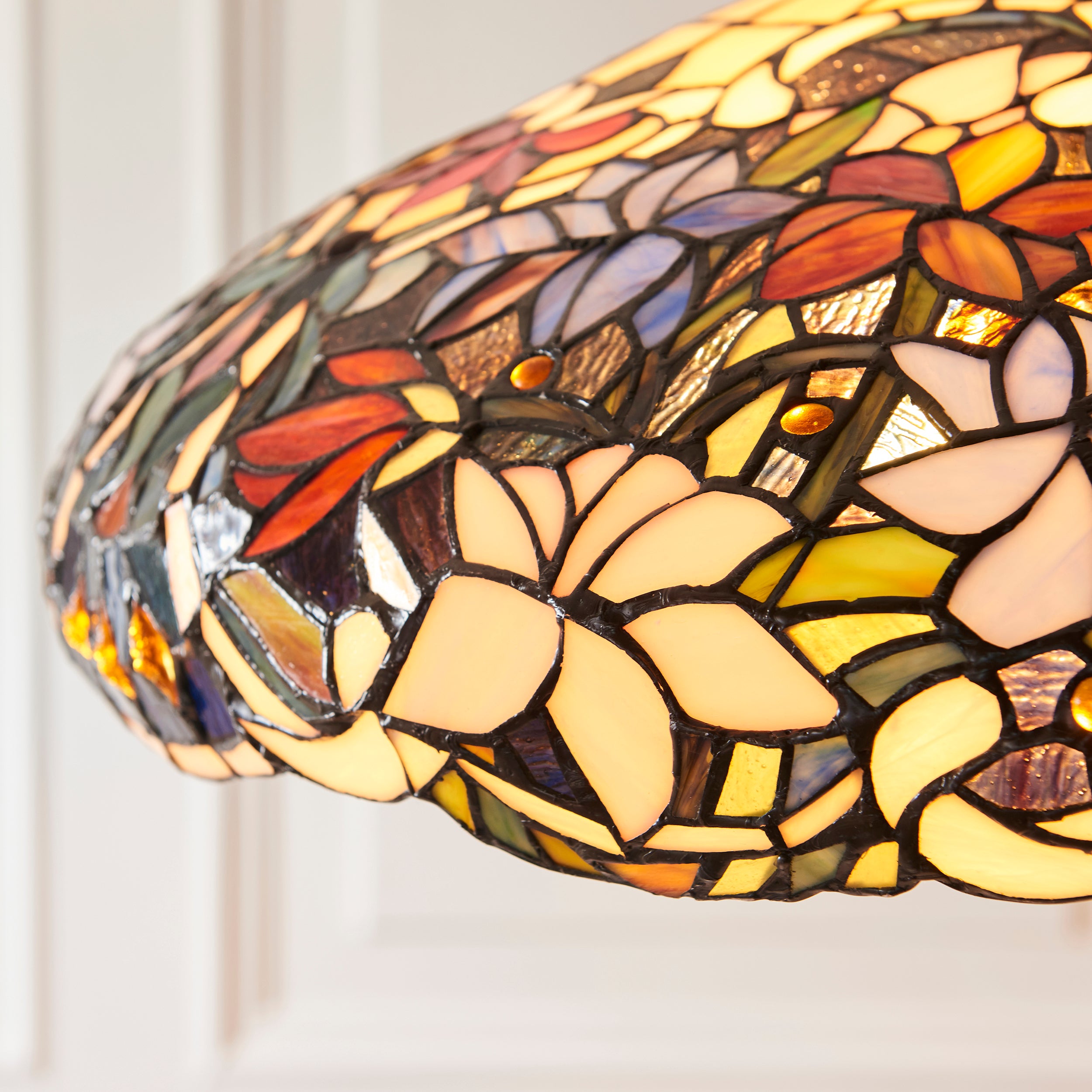 Interiors 1900 Sullivan 3 Light Large Pendant - Handcrafted Tiffany Style Glass