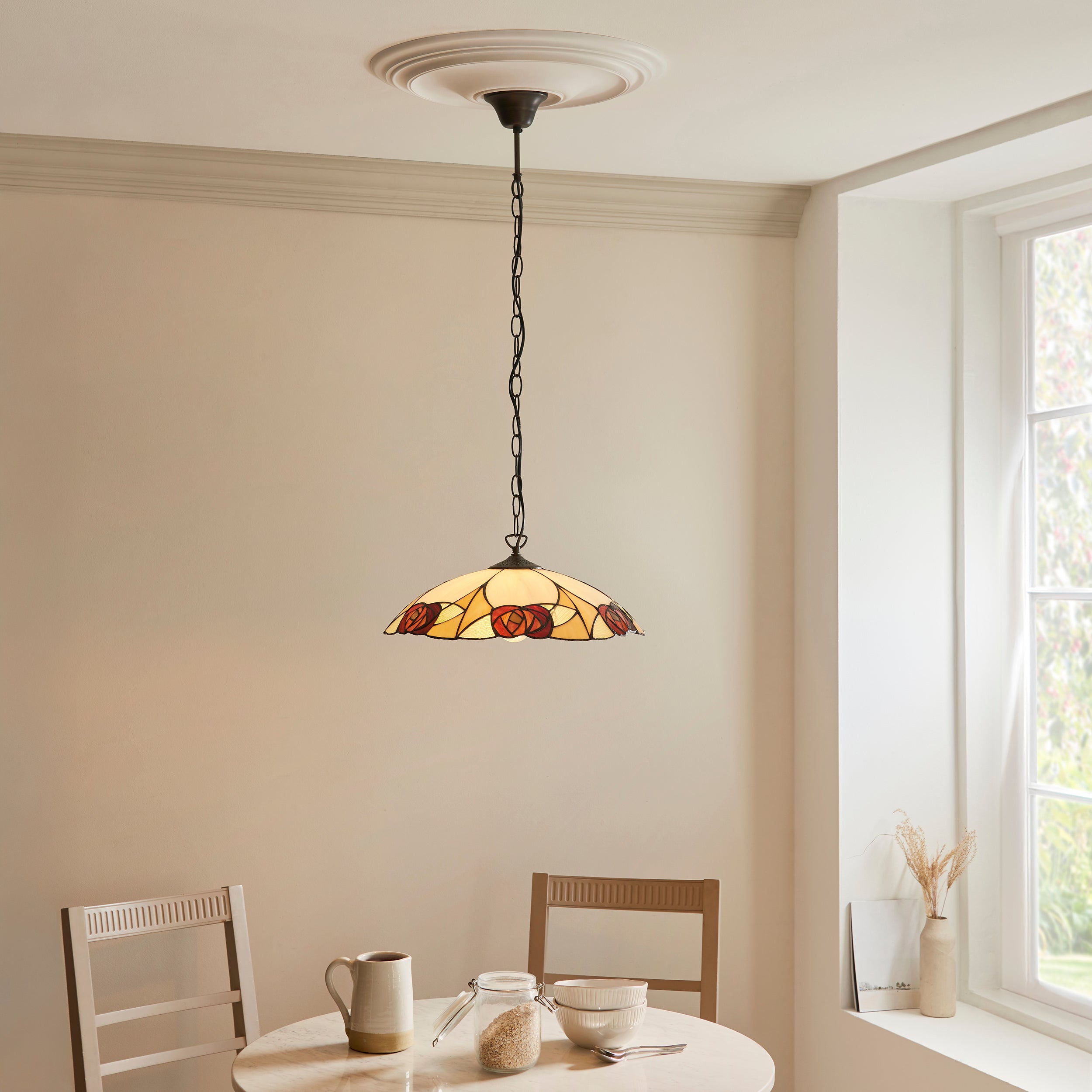 Interiors 1900 Ingram Large Pendant - Handcrafted Tiffany Style Glass
