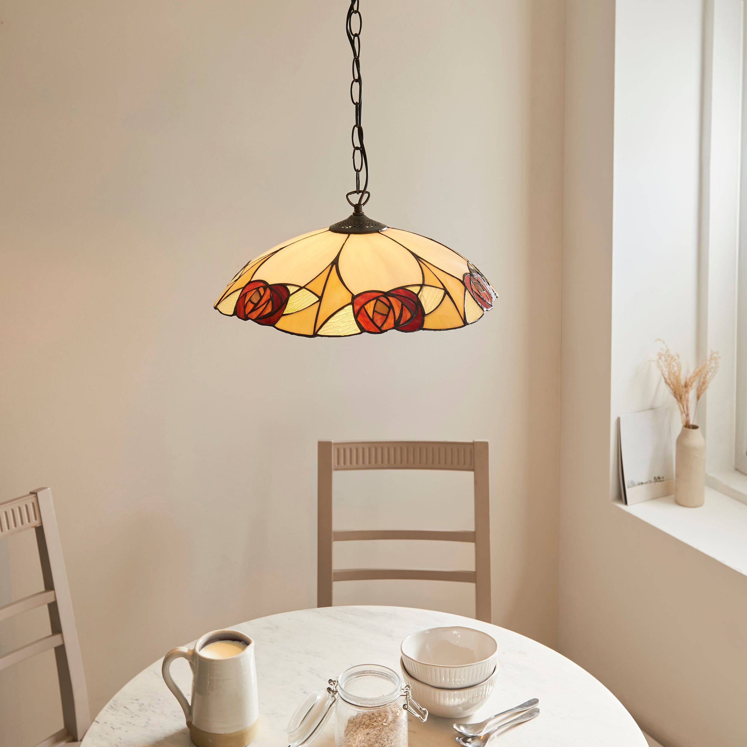 Interiors 1900 Ingram Large Pendant - Handcrafted Tiffany Style Glass