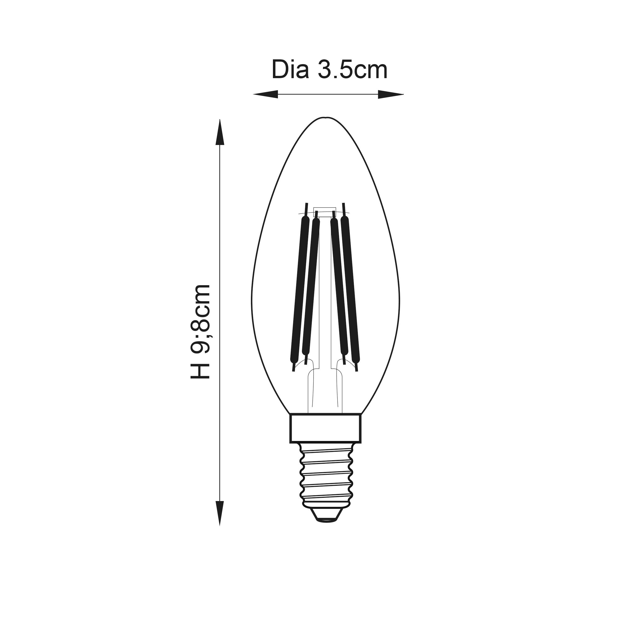 Endon E14 LED Filament Candle - Non Dimmable Bulb