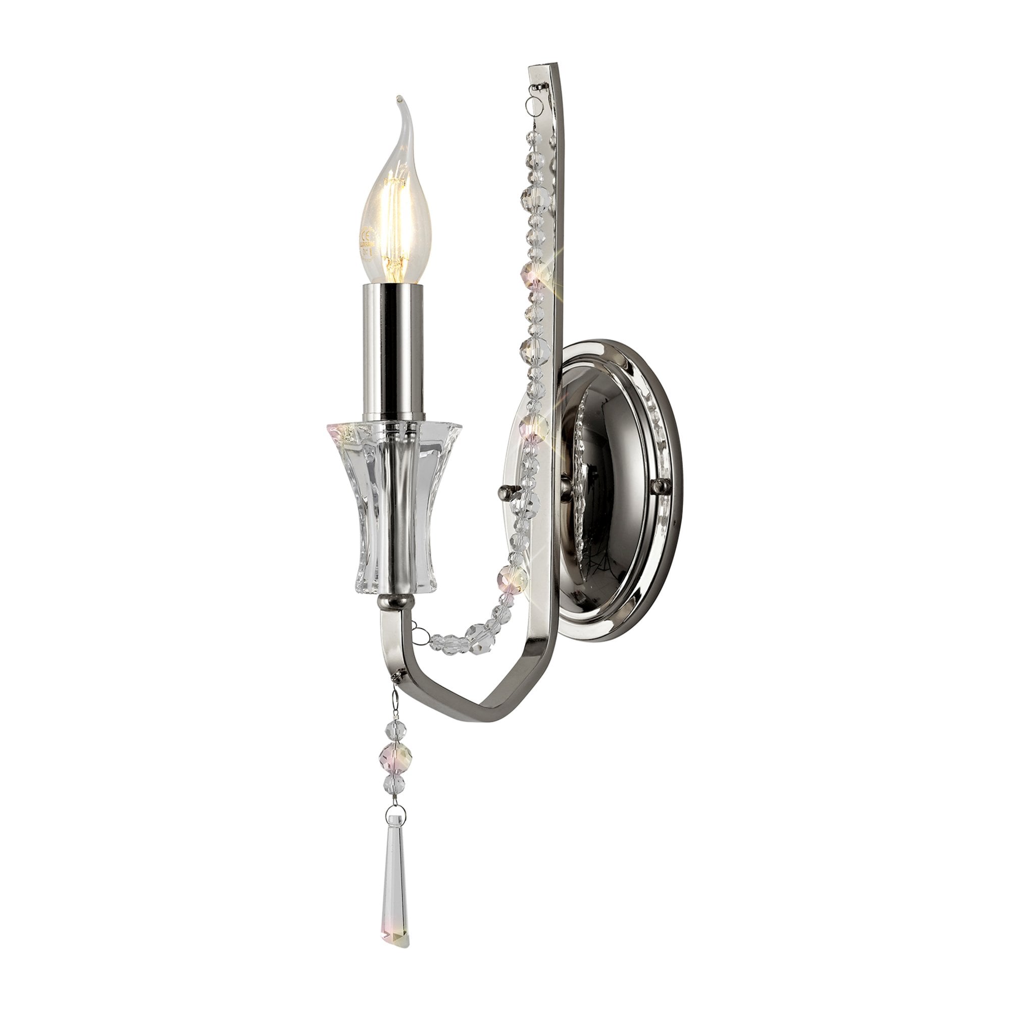 Diyas Armand Wall Lamp Single Light E14 - Polished Chrome/Crystal