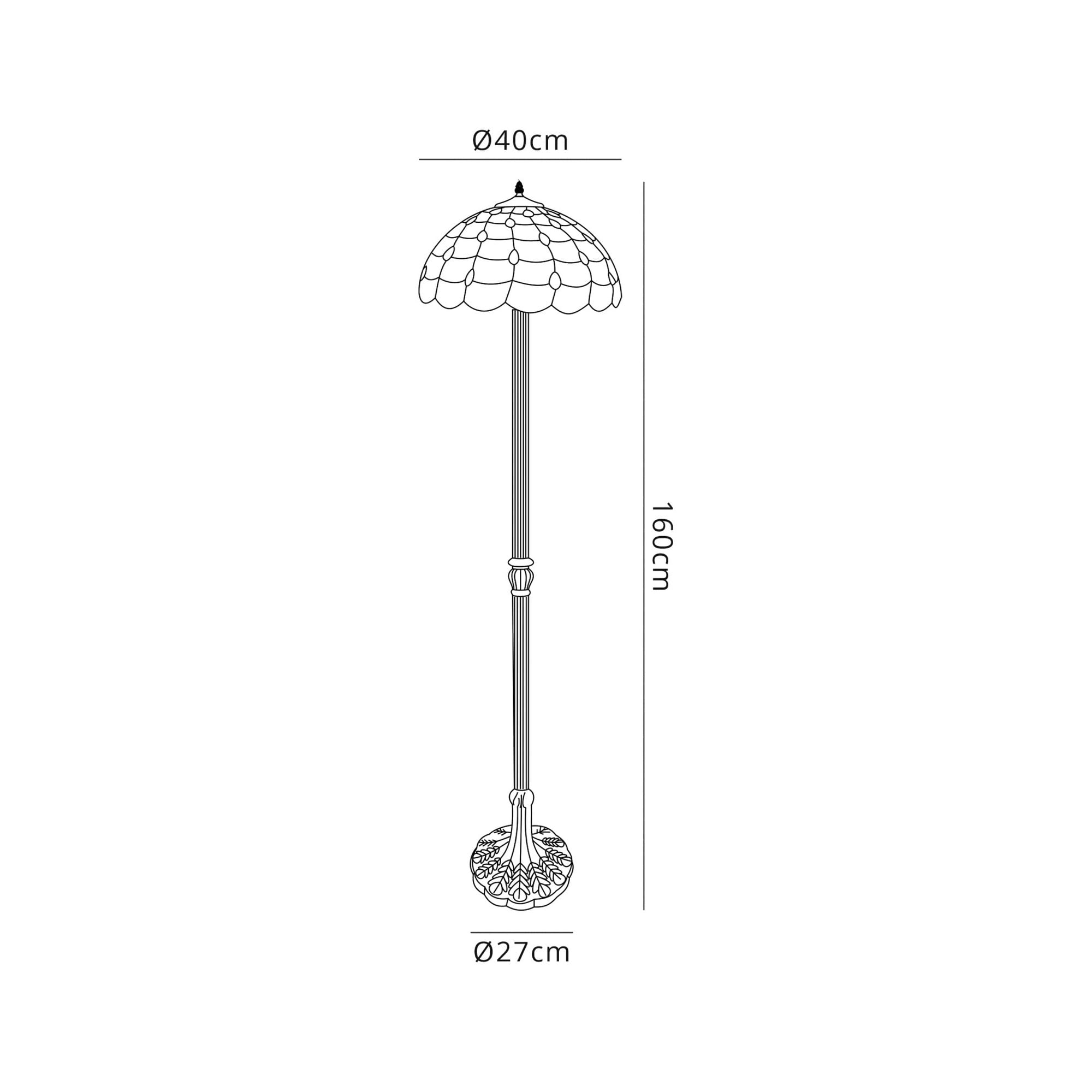 Fabula Crescent 2 Light Leaf Design Floor Lamp - 40cm Tiffany Shade - Beige