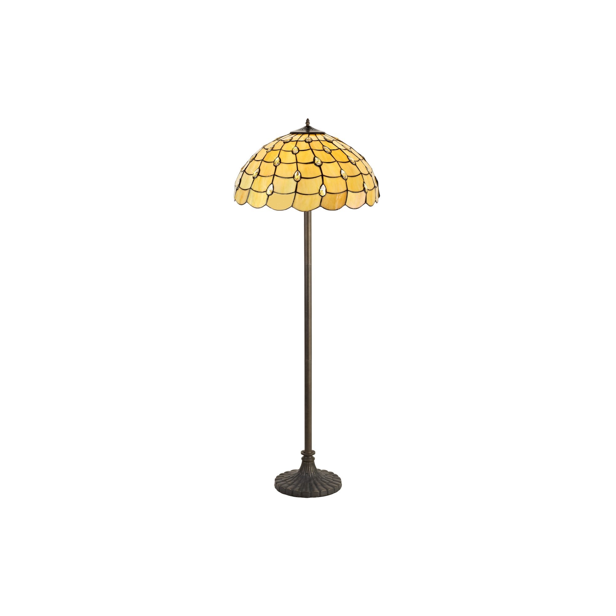 Fabula Crescent 2 Light Stepped Design Floor Lamp - 50cm Tiffany Shade - Beige