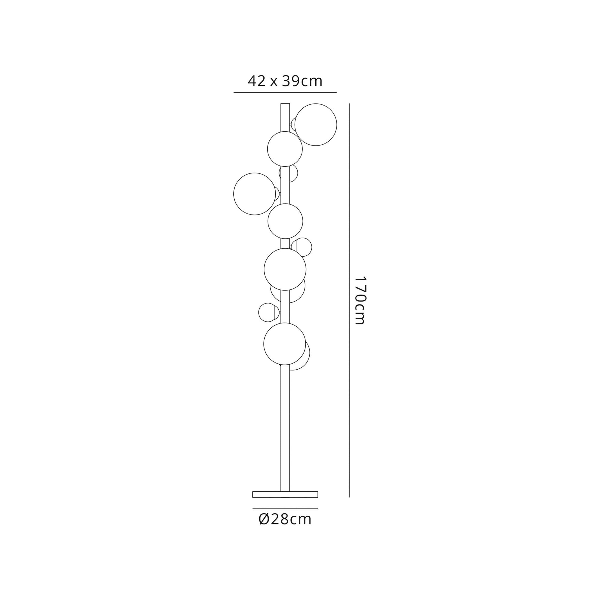 Fabula Roding 8 Light Floor Lamp - Polished Chrome, Black Marble & Smoked Glass