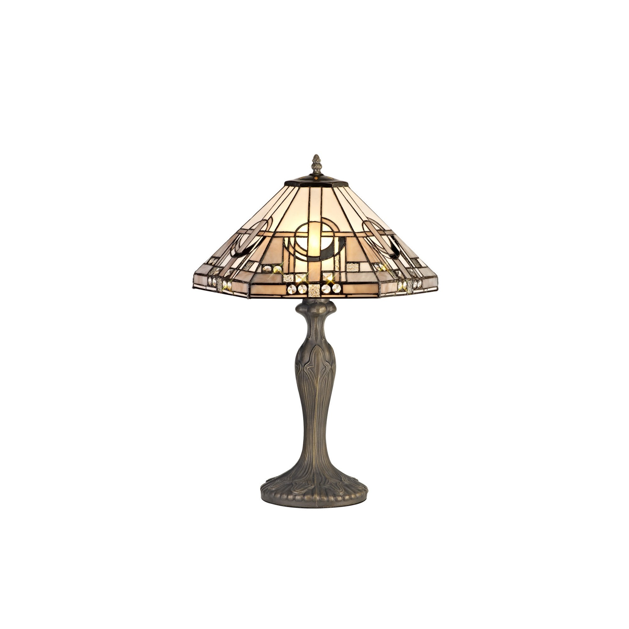 Fabula Cranbourne 2 Light Curved Table Lamp - 40cm Tiffany Shade - Grey