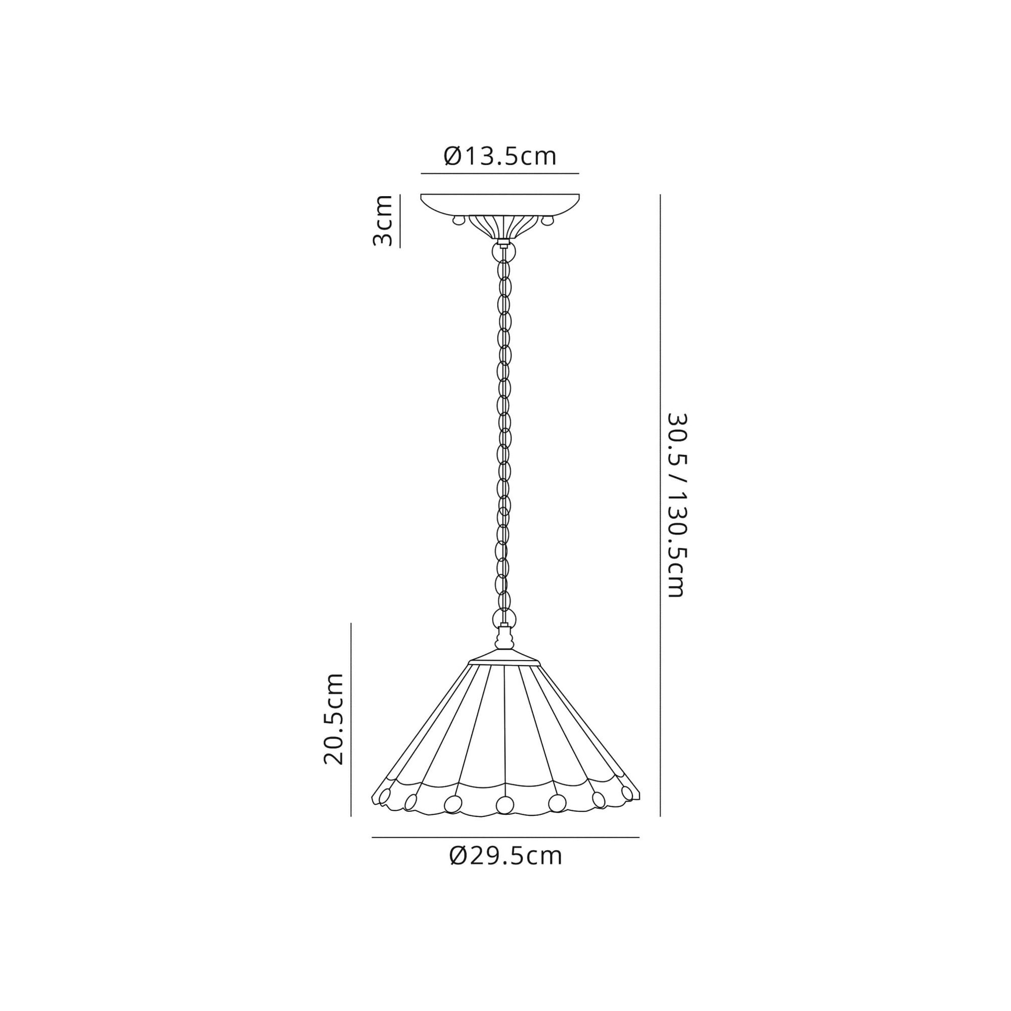 Fabula Amberley Single Downlighter Pendant - 30cm Tiffany Shade - Grey & Cream