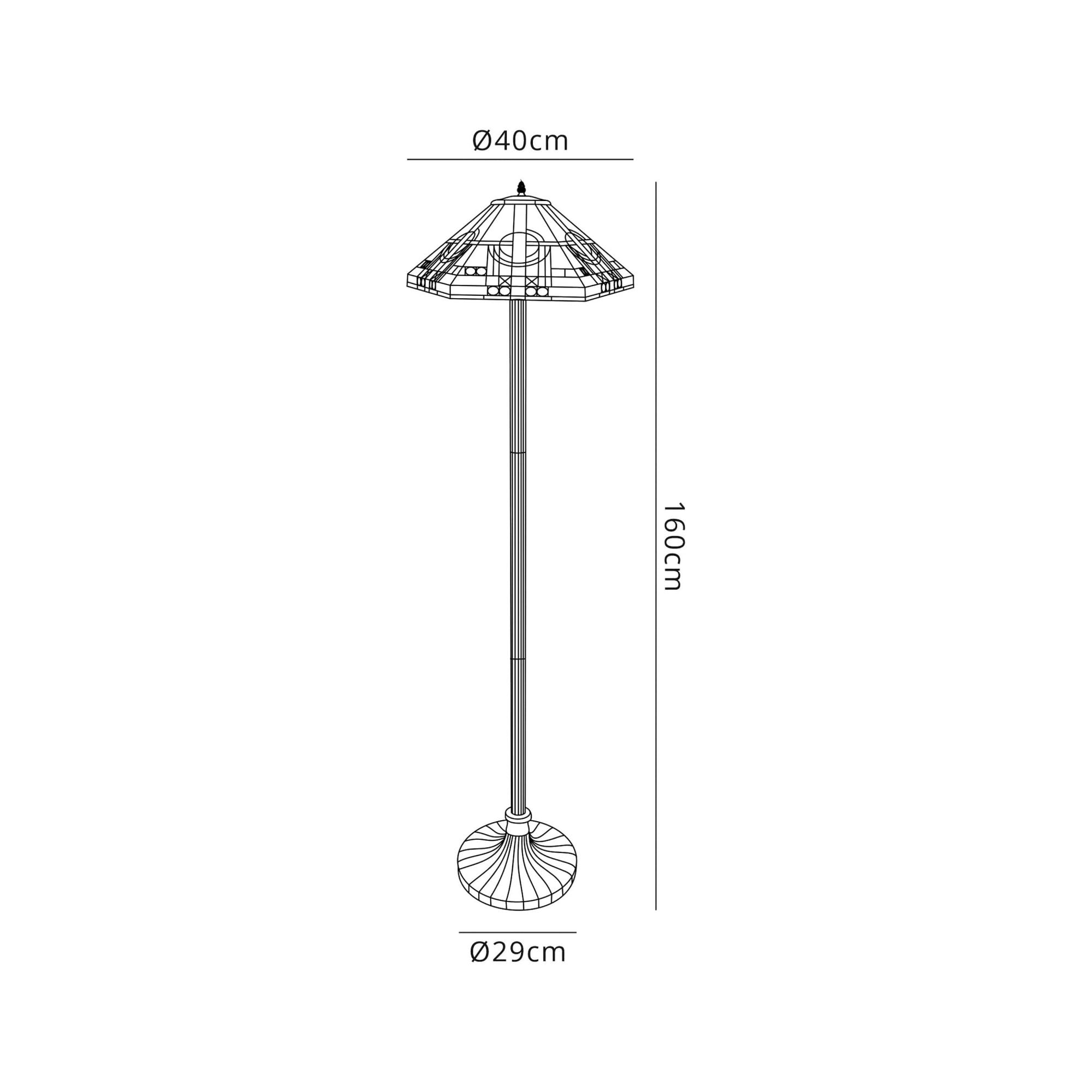 Fabula Cranbourne 2 Light Stepped Design Floor Lamp - 40cm Tiffany Shade - Grey