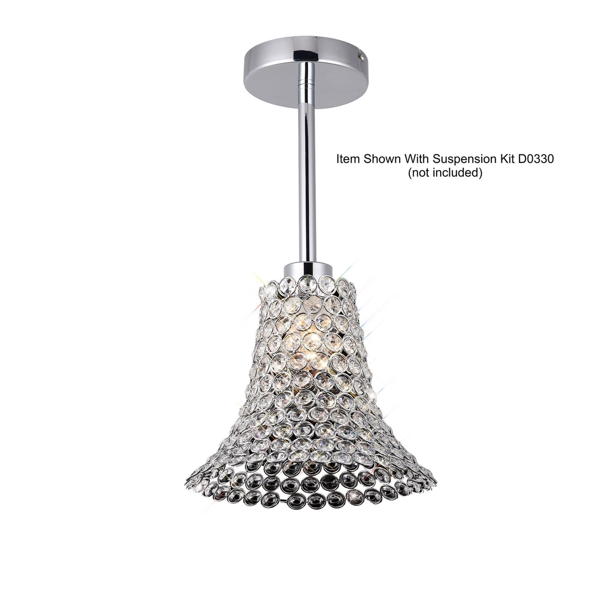 Diyas IL60010 Kudo Crystal Cone Shade - Polished Chrome/Crystal - 23cm - Shade Only