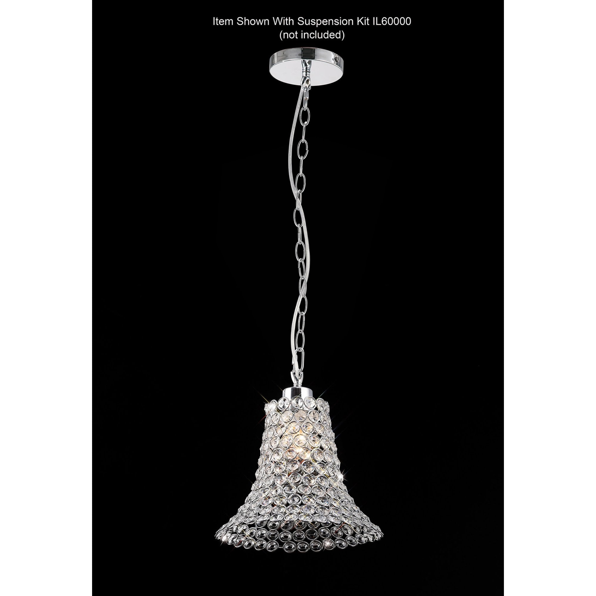 Diyas IL60010 Kudo Crystal Cone Shade - Polished Chrome/Crystal - 23cm - Shade Only