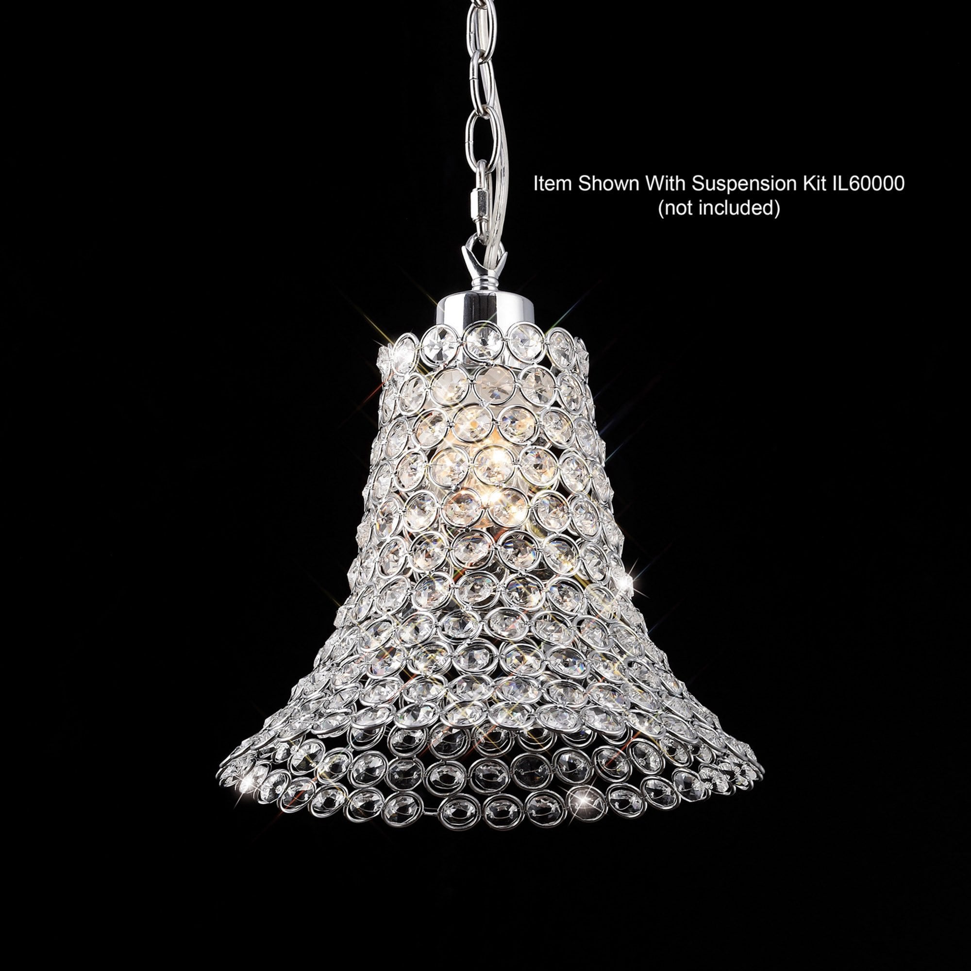 Diyas IL60010 Kudo Crystal Cone Shade - Polished Chrome/Crystal - 23cm - Shade Only