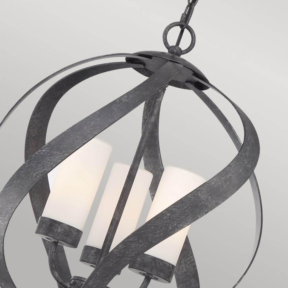 Quintiesse Blacksmith 3 Light Outdoor Chandelier - Old Black