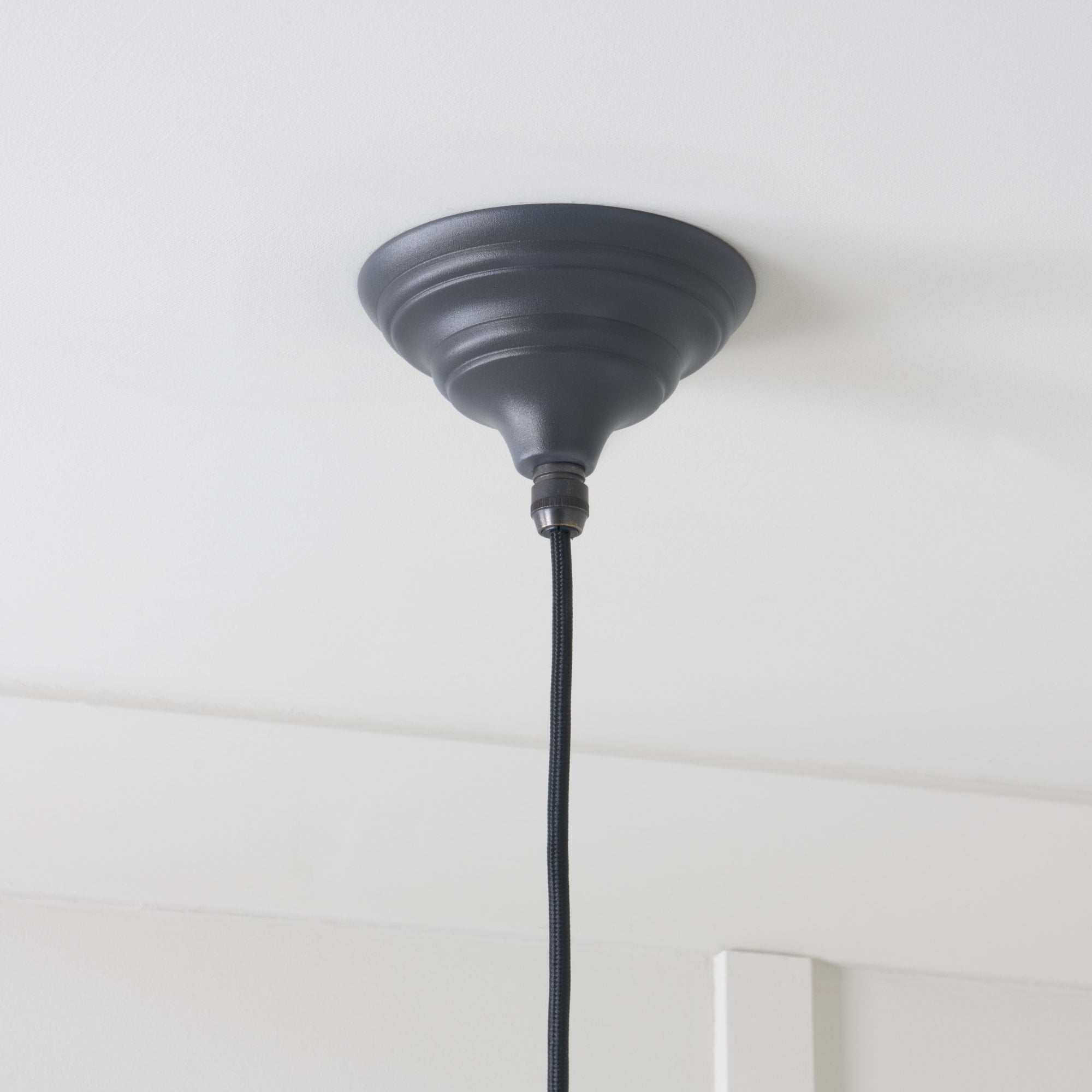 From The Anvil Hammered Brass Harborne Pendant - Slate (Mid Grey)