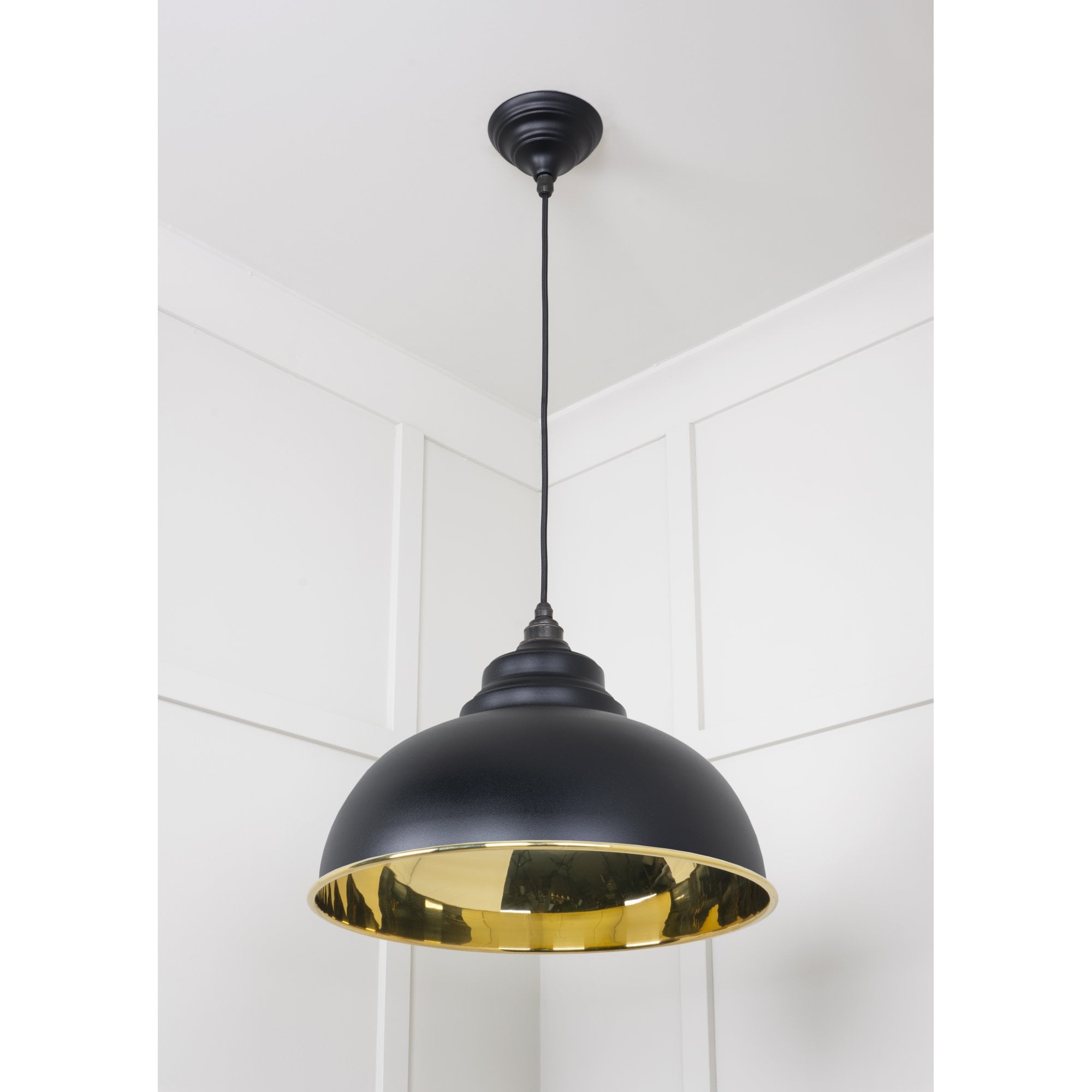 From The Anvil Smooth Brass Harborne Pendant - Elan Black