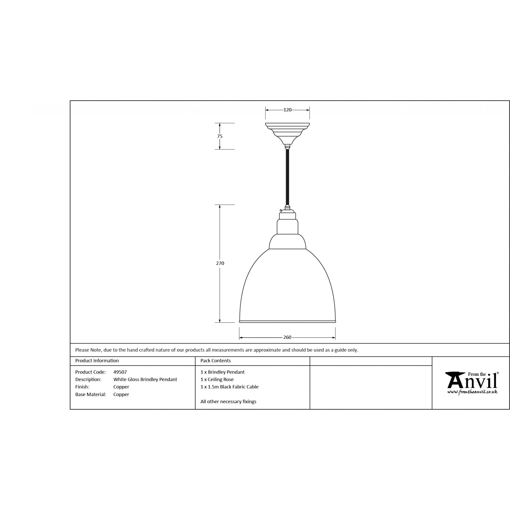 From The Anvil White Gloss Brindley Pendant - Copper
