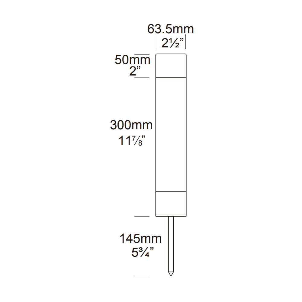 Hunza Bollard 300mm GU10 (Spike Mounted) - Copper - Mains