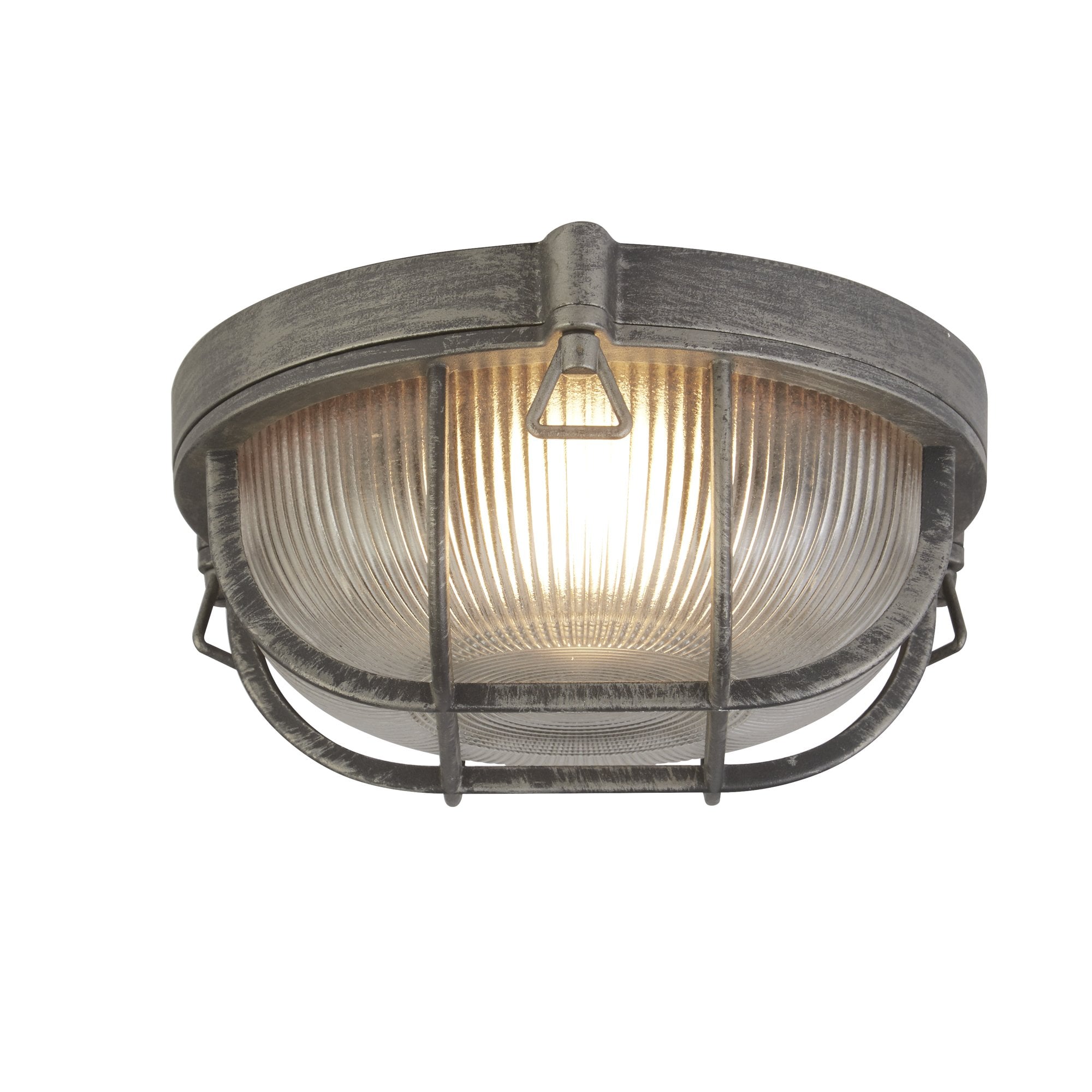 Searchlight Browside IP44 Outdoor Light - Round - Black Silver Aluminium