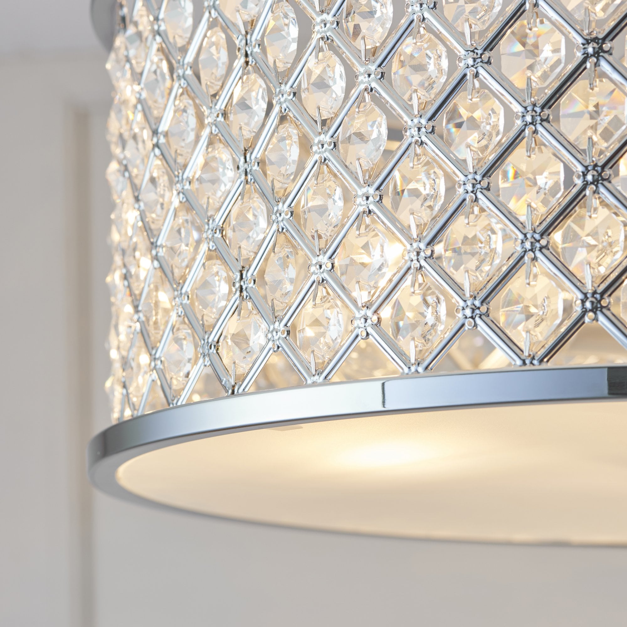 Endon Hudson 3 Light Flush Fitting - Chrome Plate & Clear Crystal