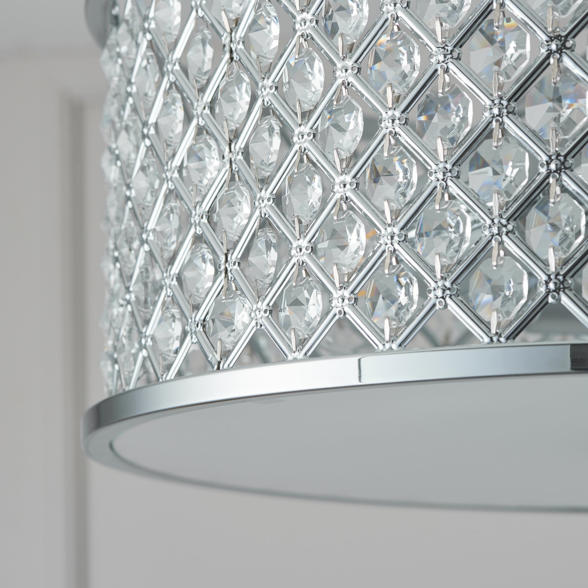 Endon Hudson 3 Light Flush Fitting - Chrome Plate & Clear Crystal