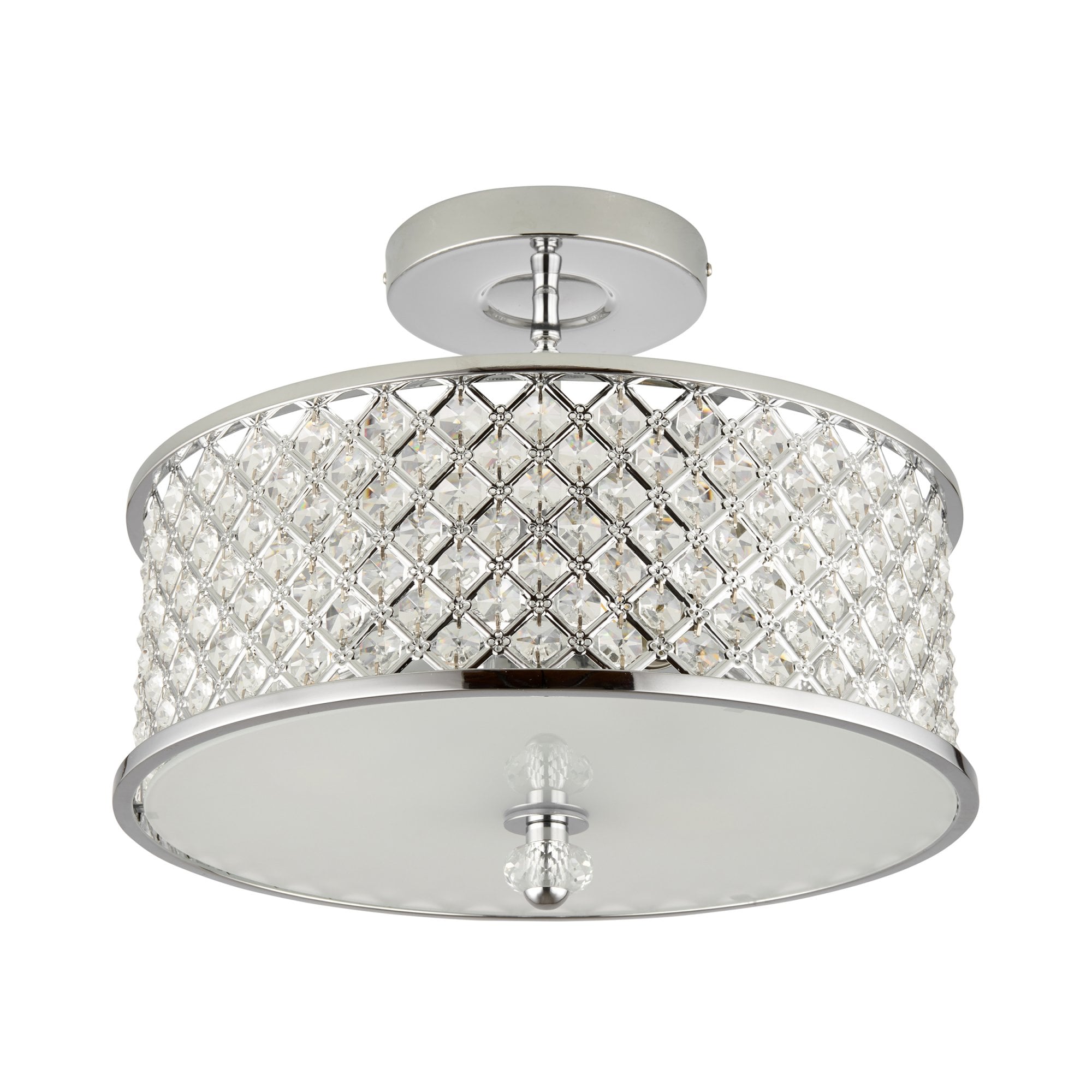 Endon Hudson 3 Light Flush Fitting - Chrome Plate & Clear Crystal