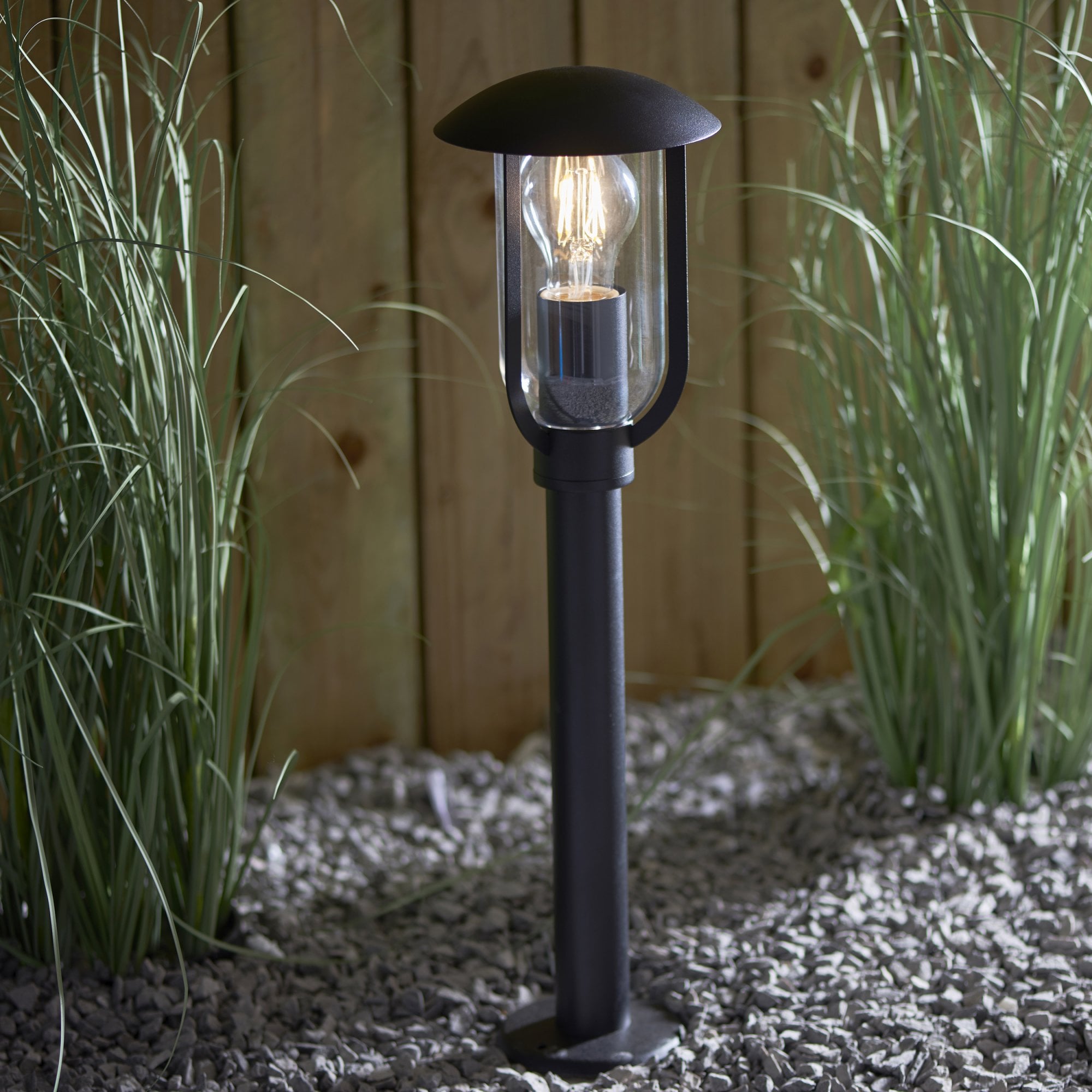 Endon Quinn Single Light Floor Lamp - Textured Black & Clear Pc