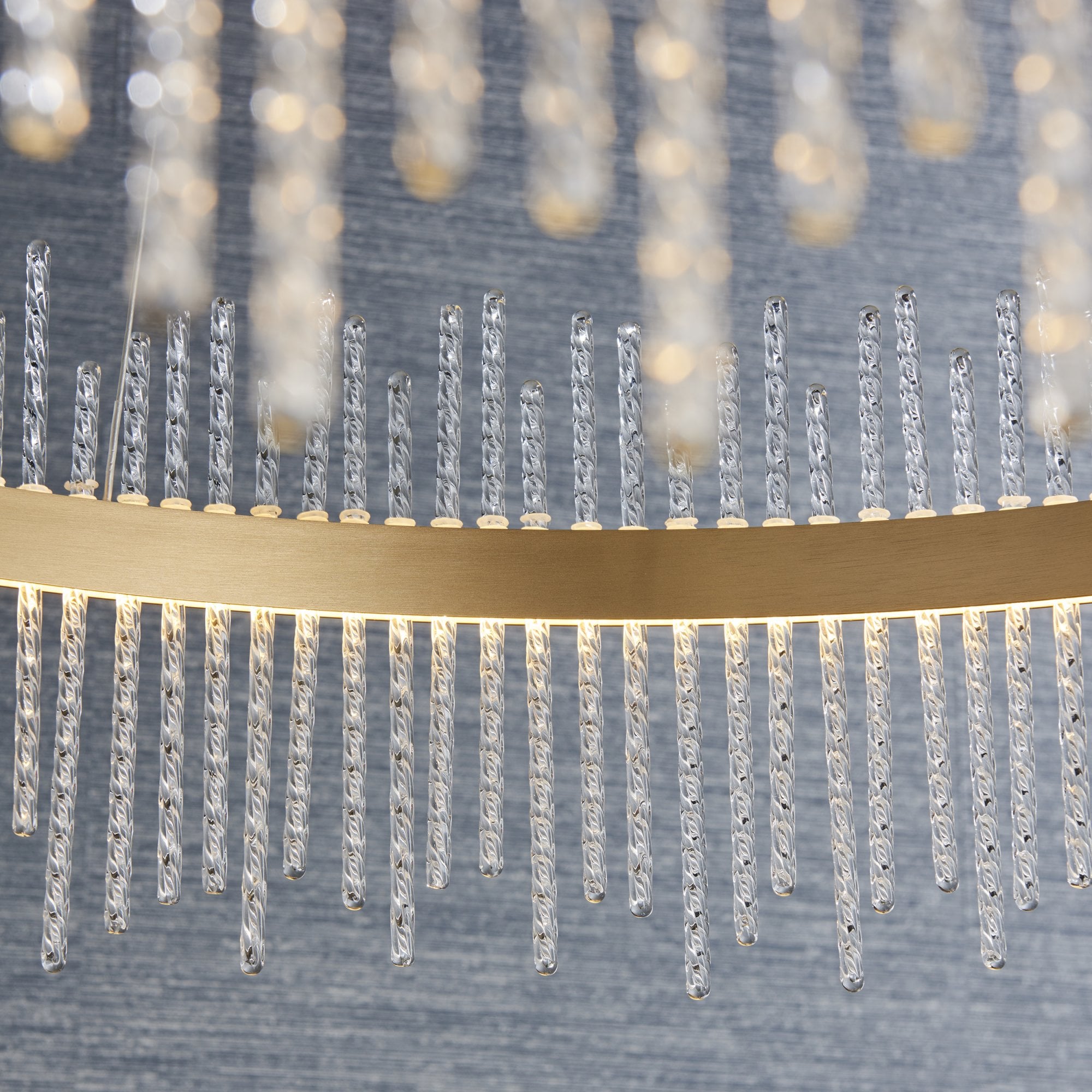 Utopia Twist Large Pendant Chandelier - Gold And Clear Glass - 70cm Diameter