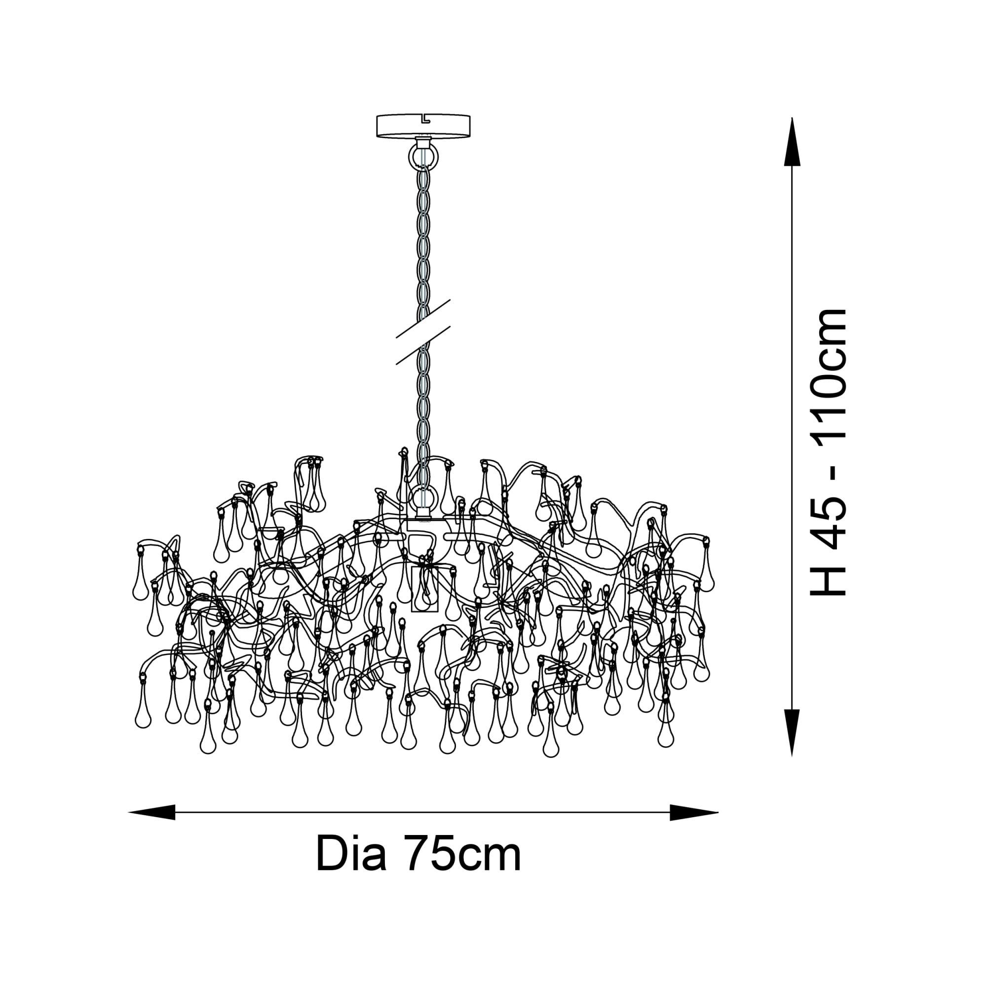 Utopia Drip 4 Light Pendant Chandelier - Aged Gold With Champagne Tinted Glass - 75cm Diameter