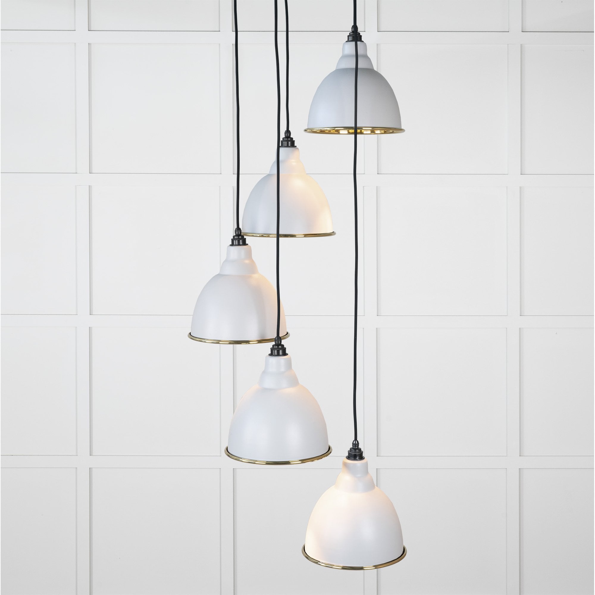 From The Anvil Hammered Brass Brindley Cluster Pendant - Birch (Pale Grey)