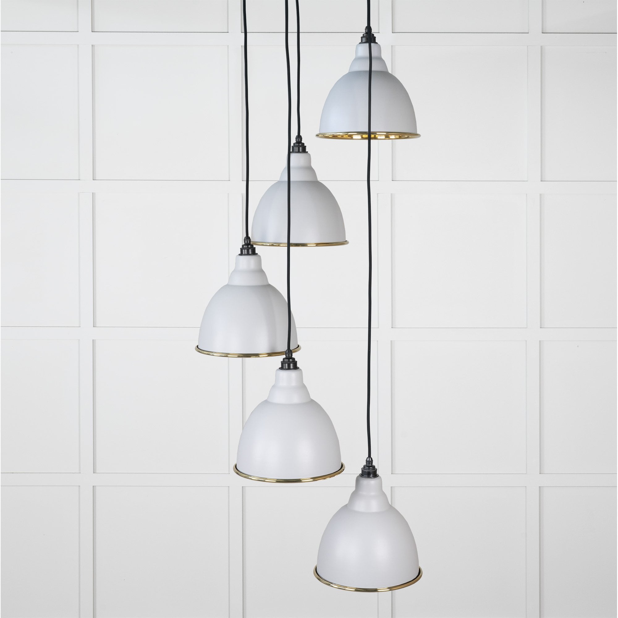From The Anvil Hammered Brass Brindley Cluster Pendant - Birch (Pale Grey)