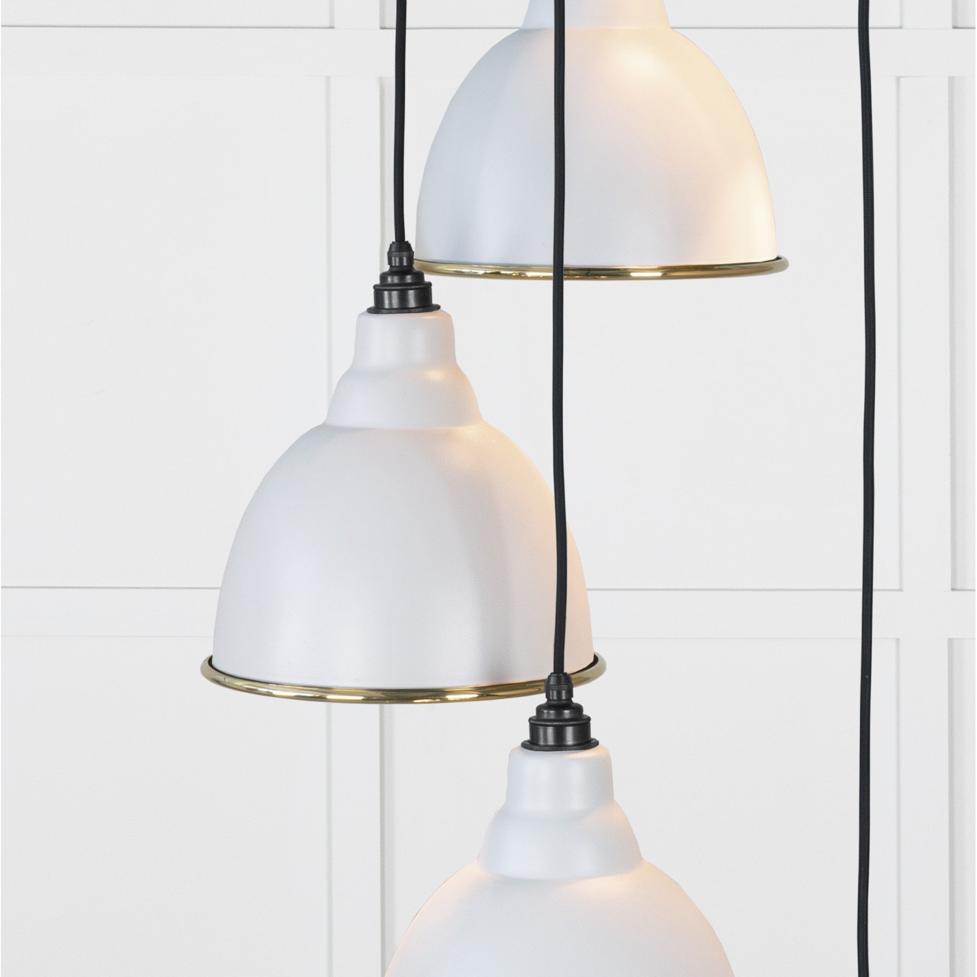 From The Anvil Hammered Brass Brindley Cluster Pendant - Birch (Pale Grey)