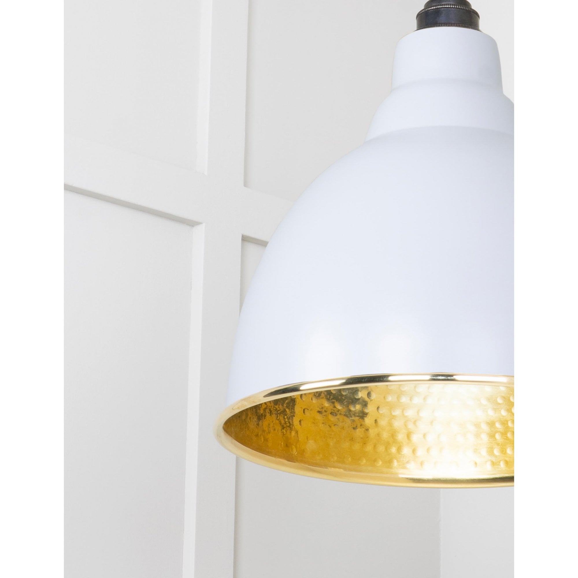 From The Anvil Hammered Brass Brindley Cluster Pendant - Birch (Pale Grey)