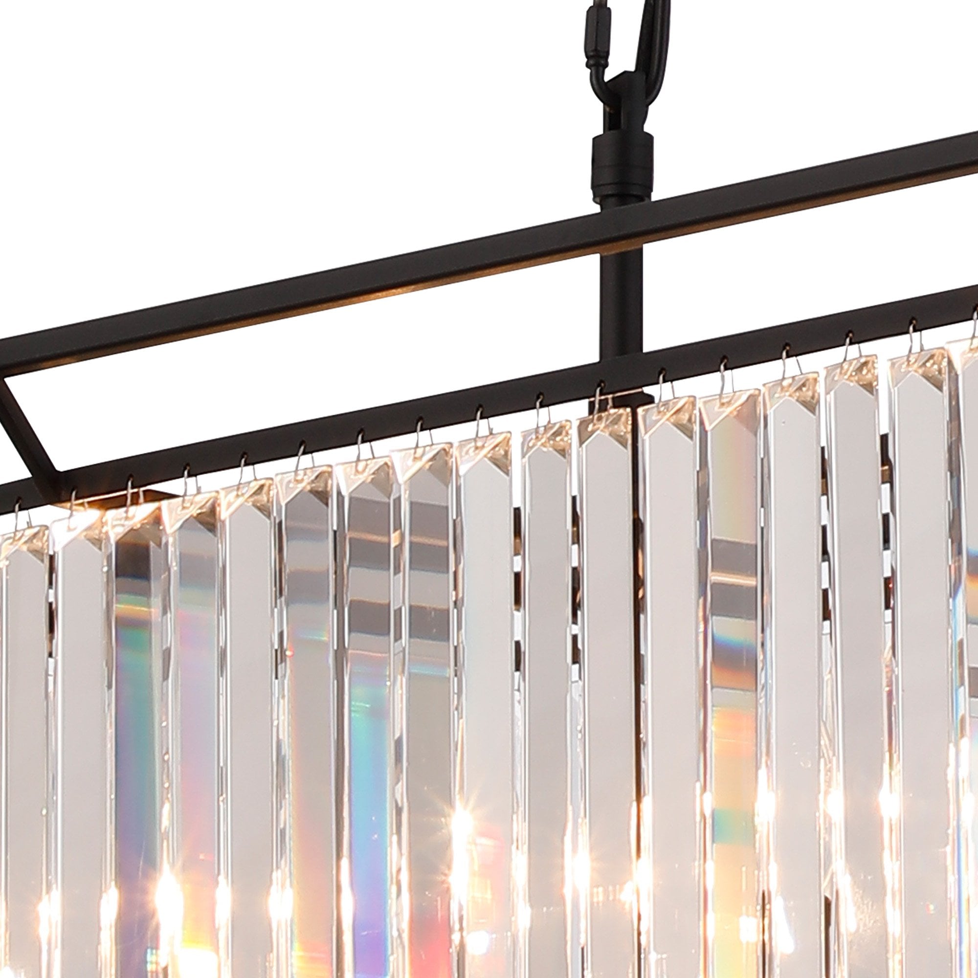 Fabula Oakhurst 7 Light Oval Pendant - Satin Black & Clear Glass