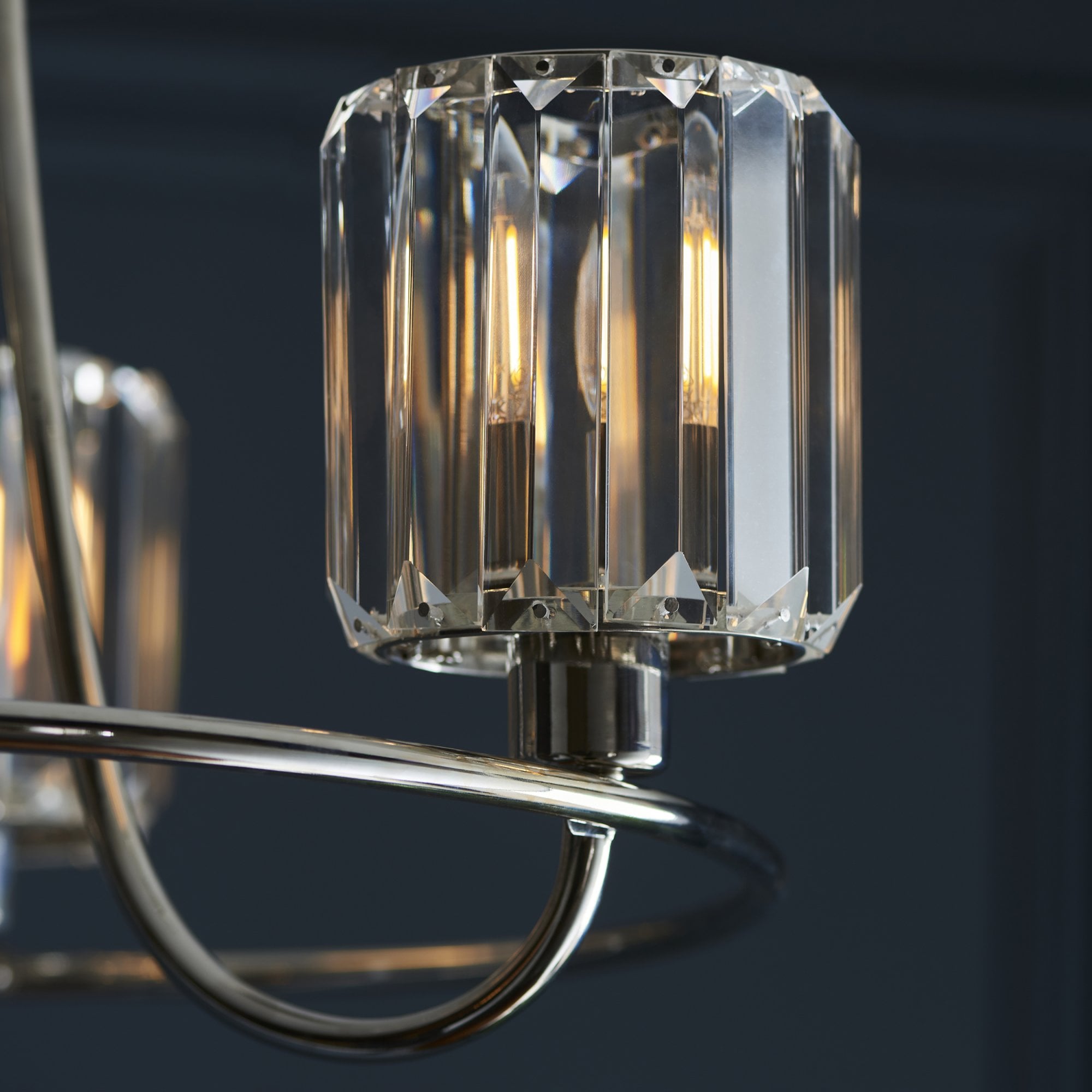 Endon Berenice 3 Light Semi-Flush Fitting - Bright Nickel Plate & Clear Glass