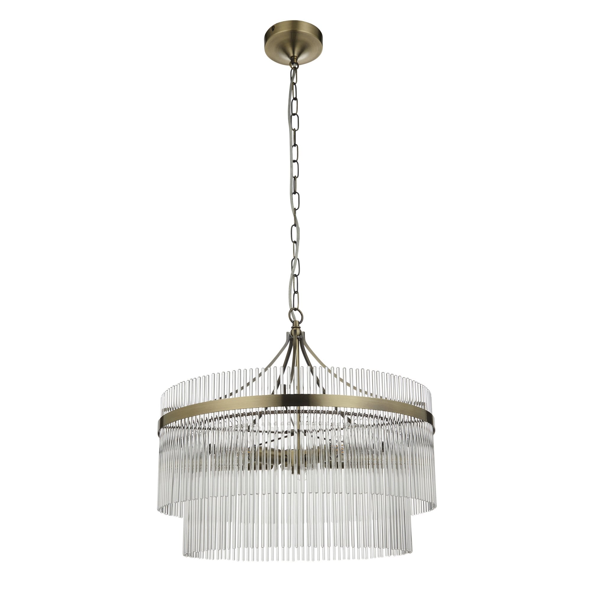 Endon Marietta 5 Light Pendant - Antique Brass Plate & Clear Glass