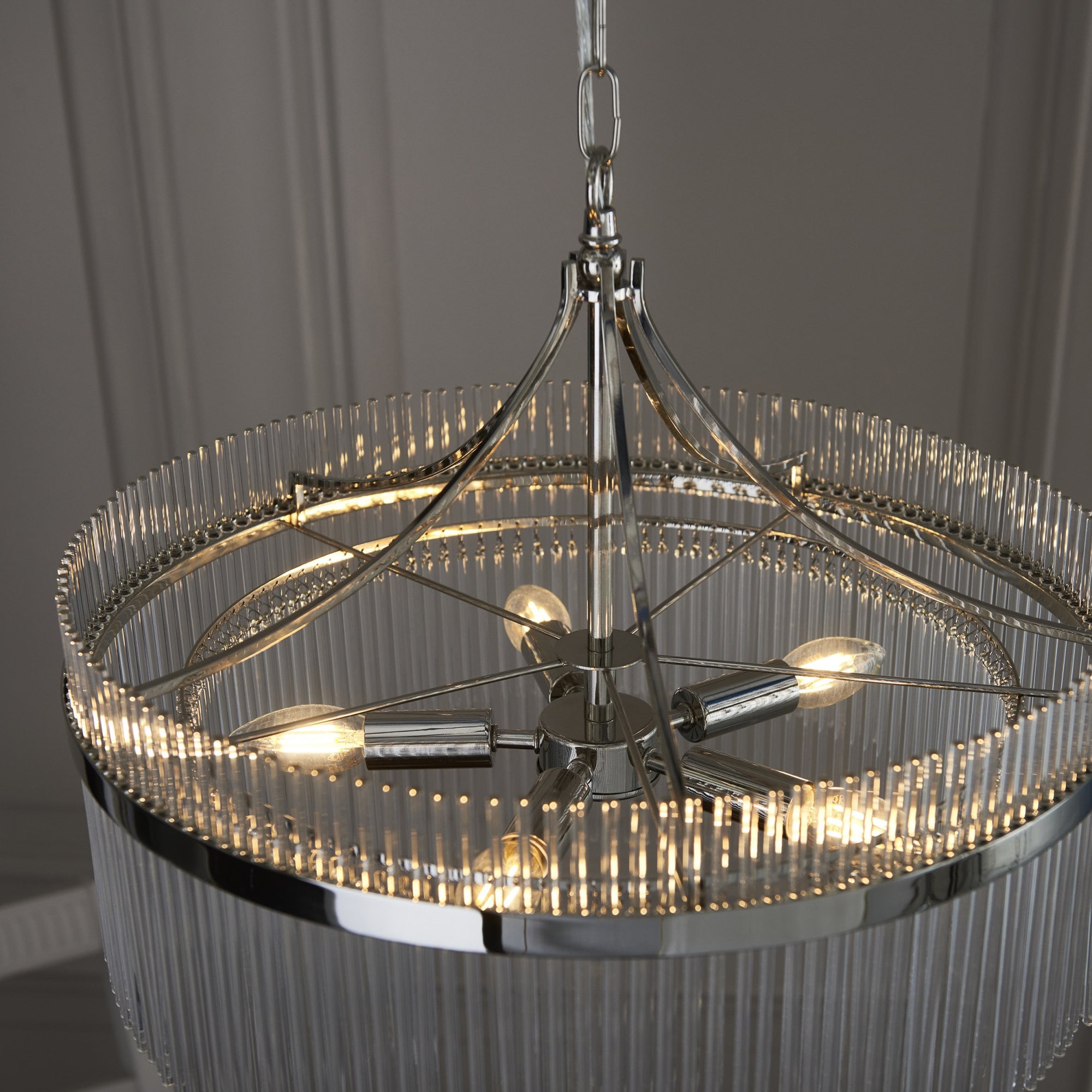 Endon Marietta 5 Light Pendant - Bright Nickel Plate & Clear Glass