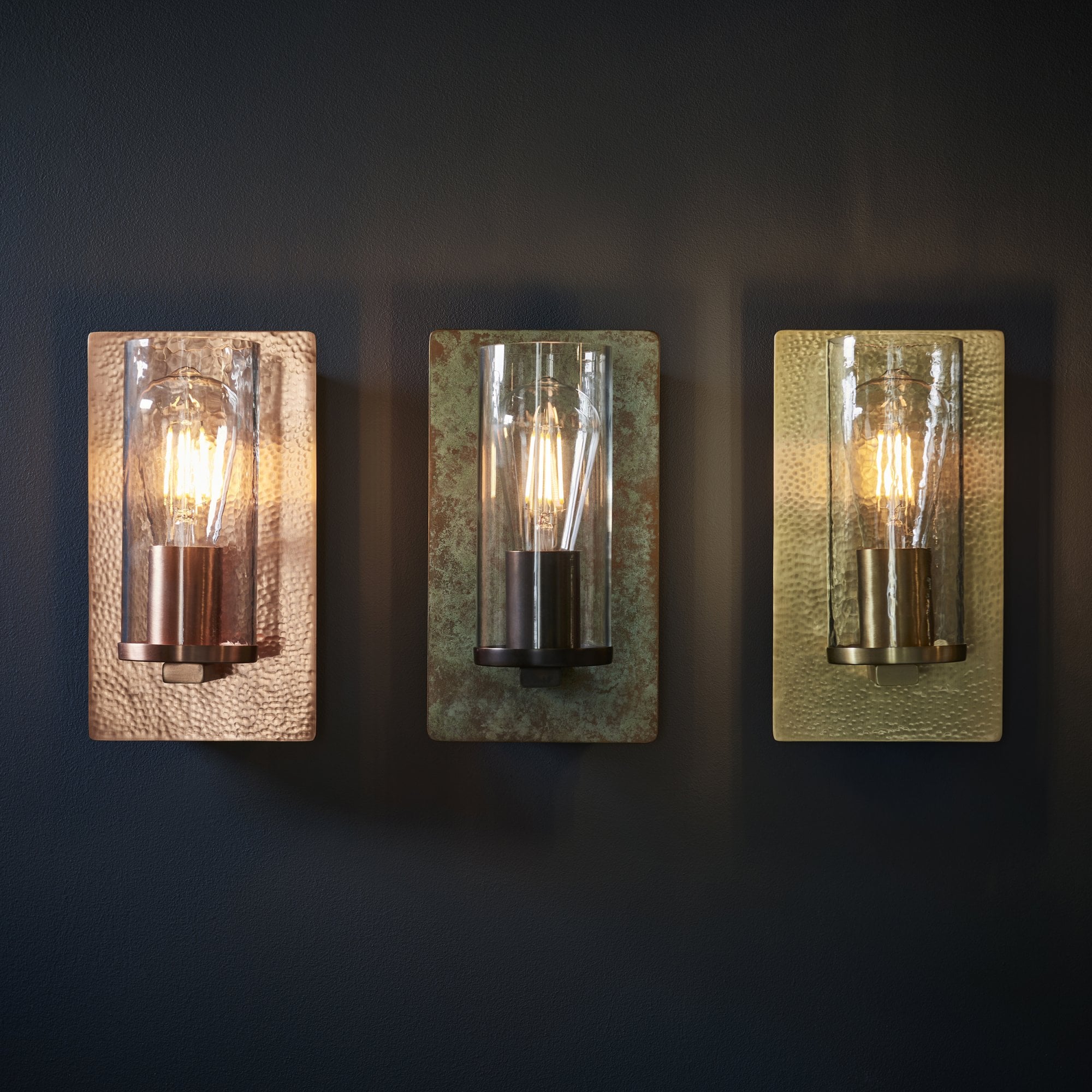 Utopia Swirl Single Wall Light - Verdigris Bronze Plate & Clear Glass