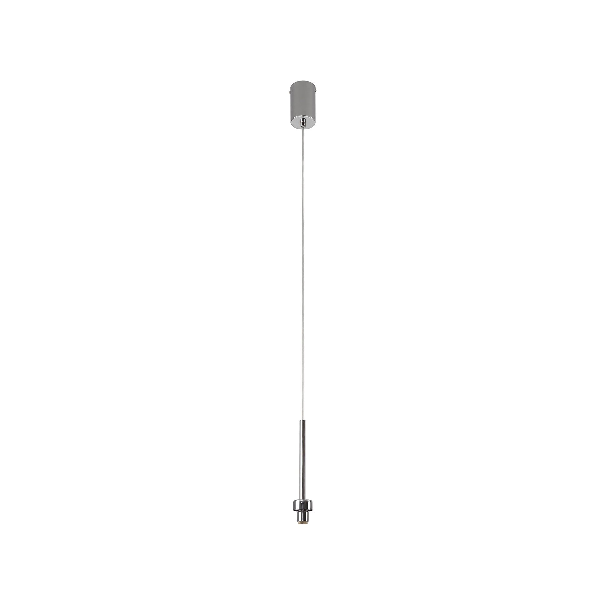 Fabula Tamworth Single Pendant - Medium Cylinder Shade - Polished Chrome & Smoked Glass