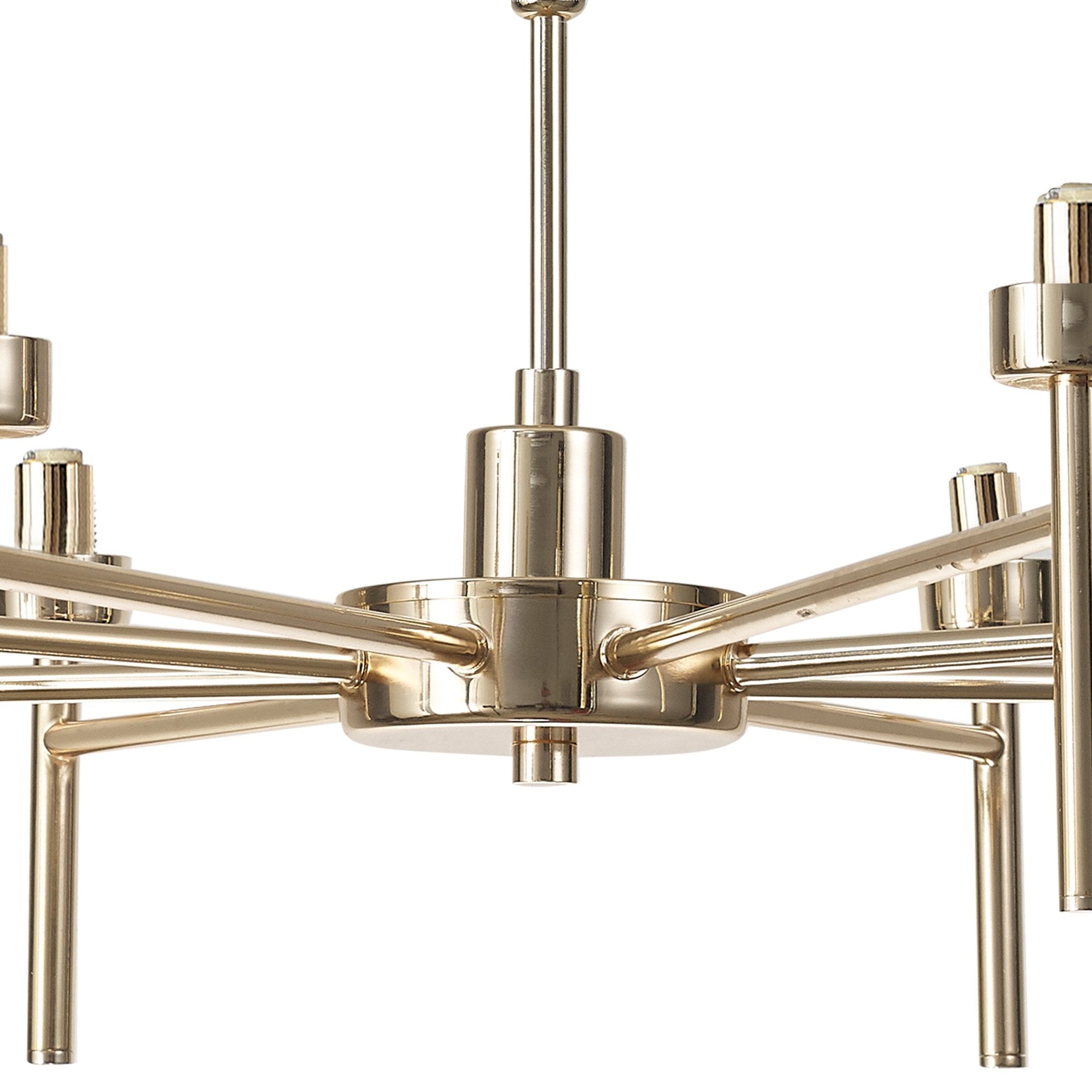 Fabula Tamworth 8 Light Telescopic Semi Flush - Medium Cylinder Shades - French Gold & Copper Glass