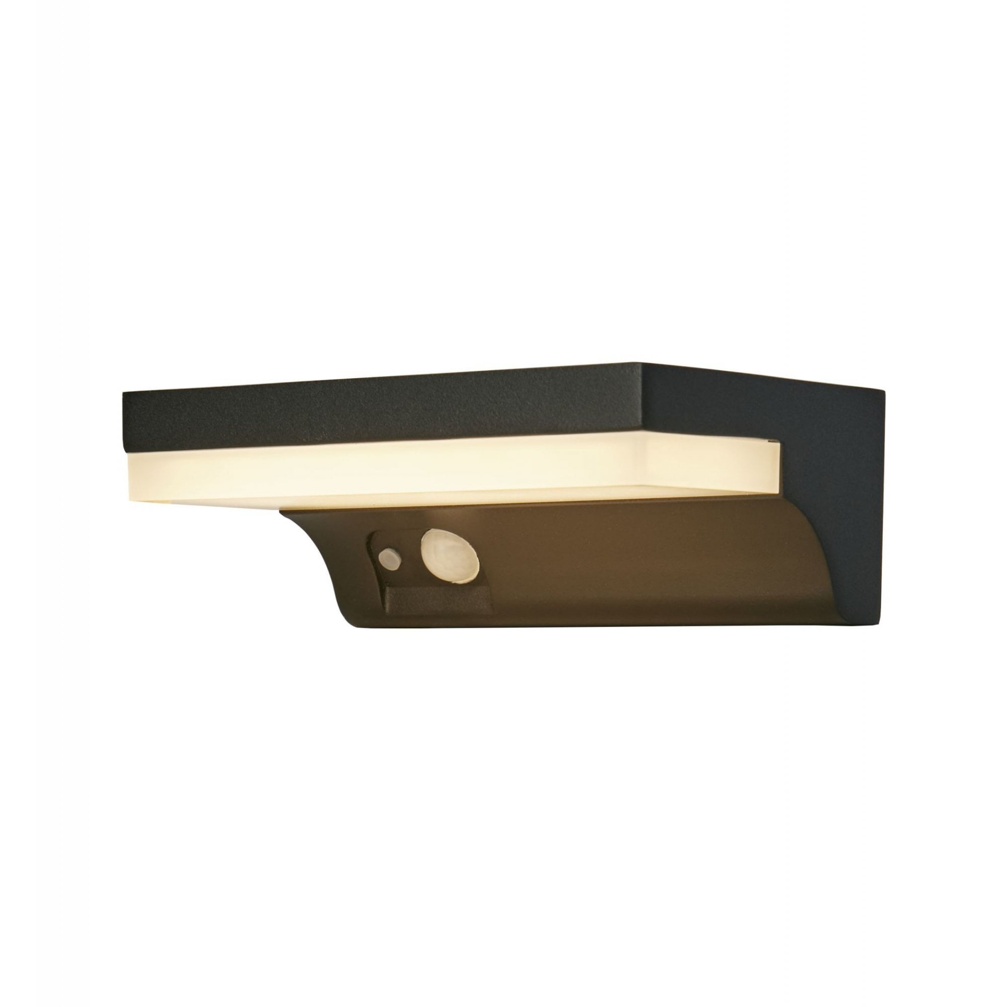 Searchlight Fairfield Solar Outdoor Wall Light with PIR - Black & White Polycarbonate