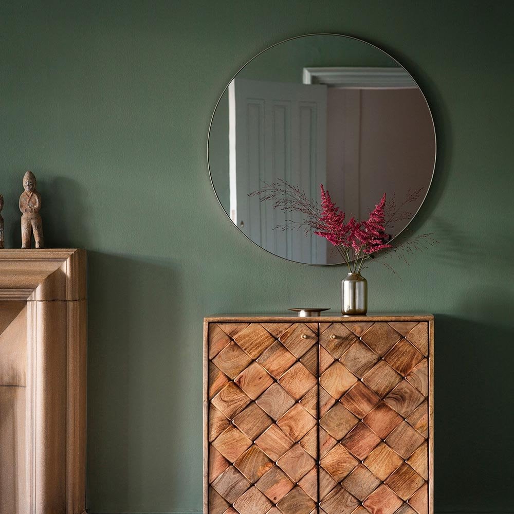 Mura Welshpool Round Wall Mirror - Satin Silver