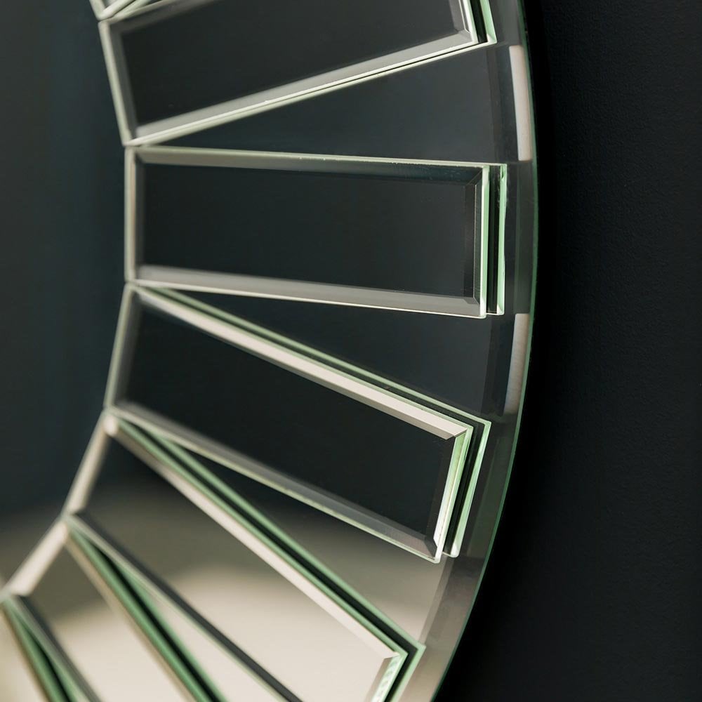 Mura Stanley Round Wall Mirror - Mirrored Frame Mosaic Frame