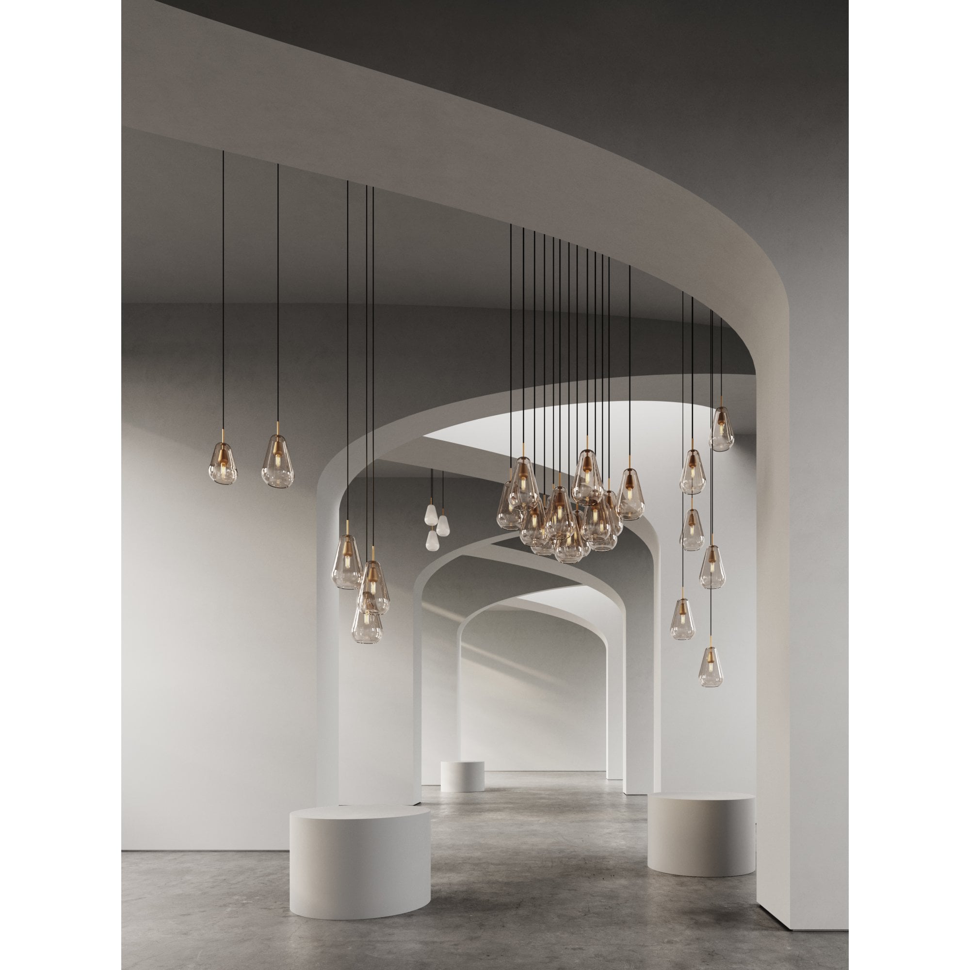 Nuura Anoli 6 Light Chandelier - Nordic Gold & Gold Glass