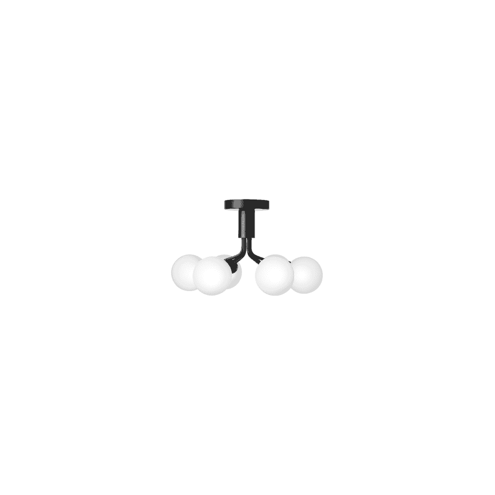 Nuura Apiales 6 Light Ceiling Light - Satin Black & Opal Glass
