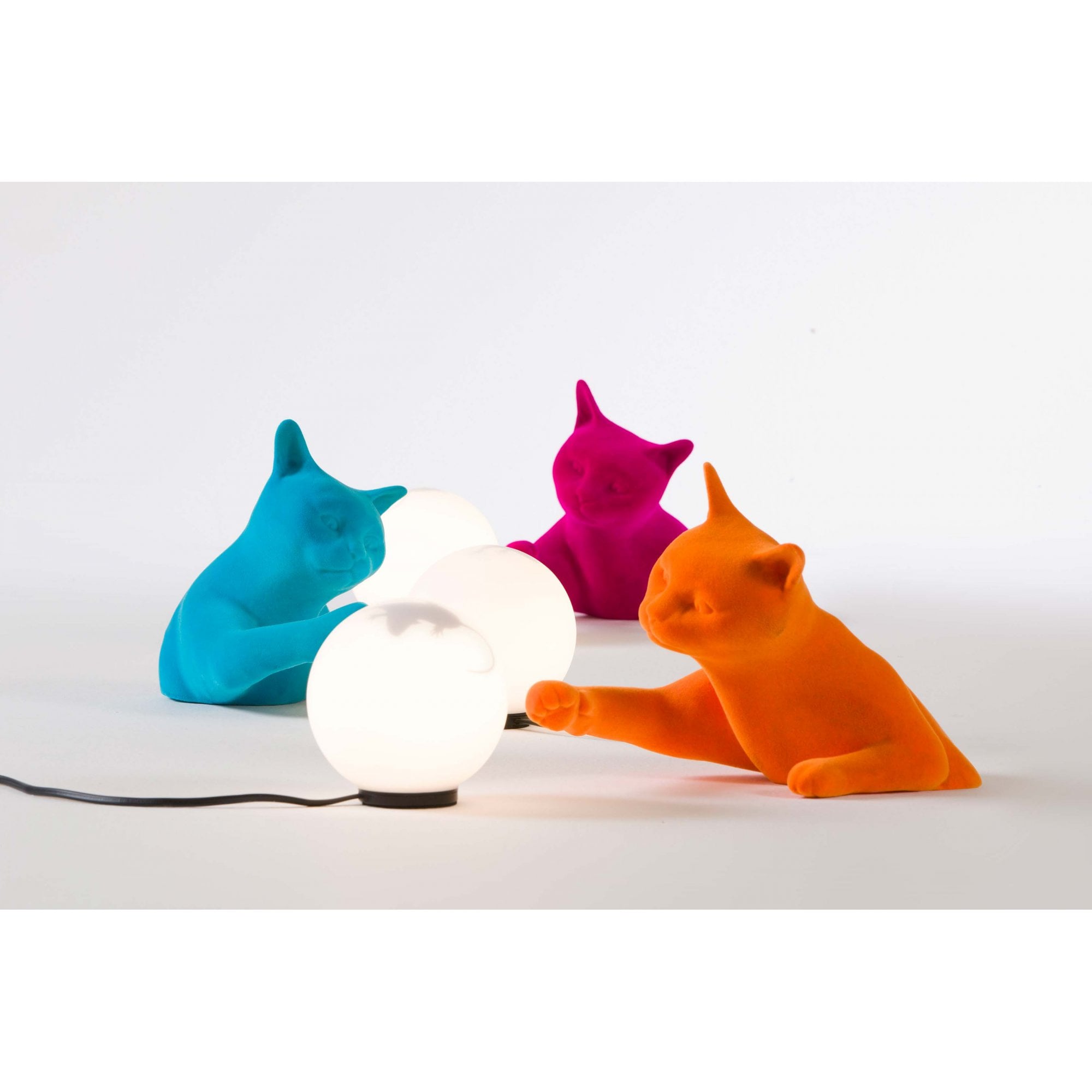Karman Maoo Cat Table Lamp - Light Blue Velvet