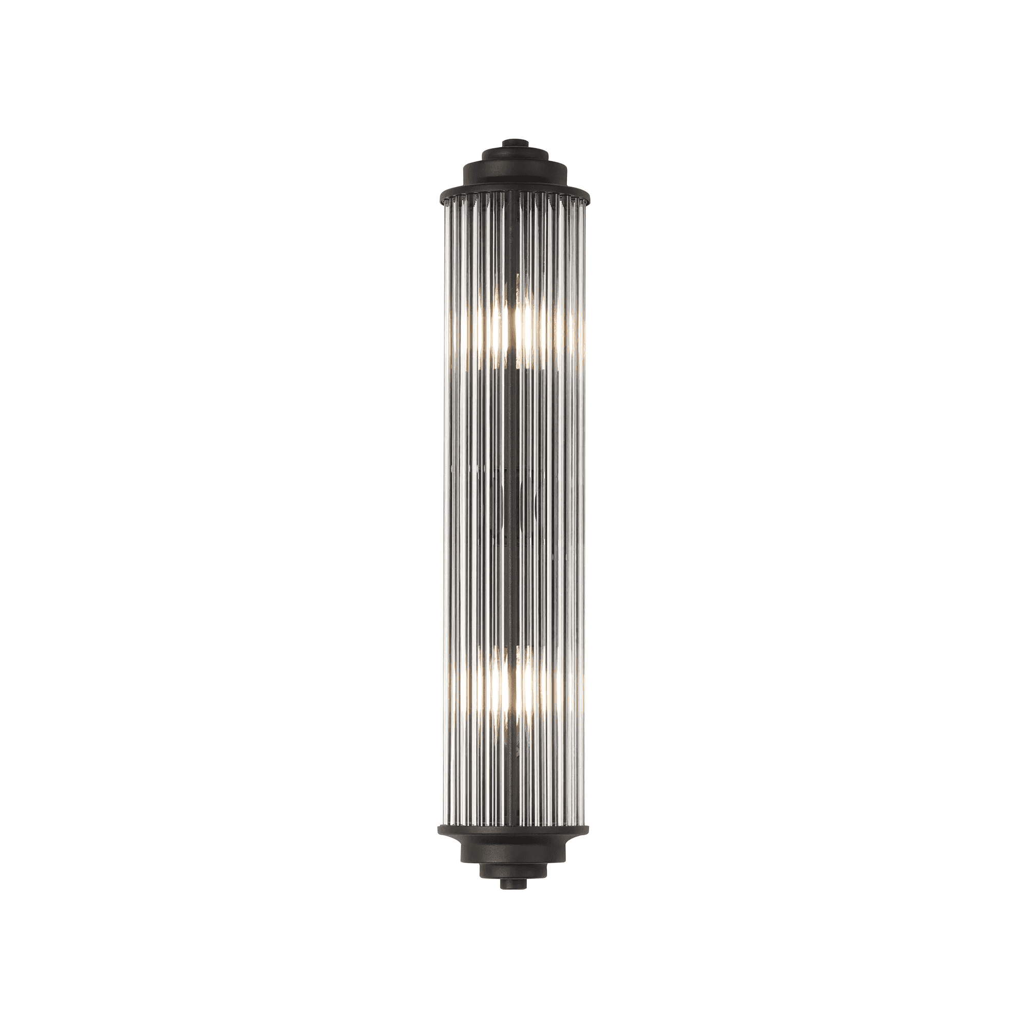 Fabula Wedgewood 2 Light Glass Rod E14 IP44 - Satin Black & Clear Glass