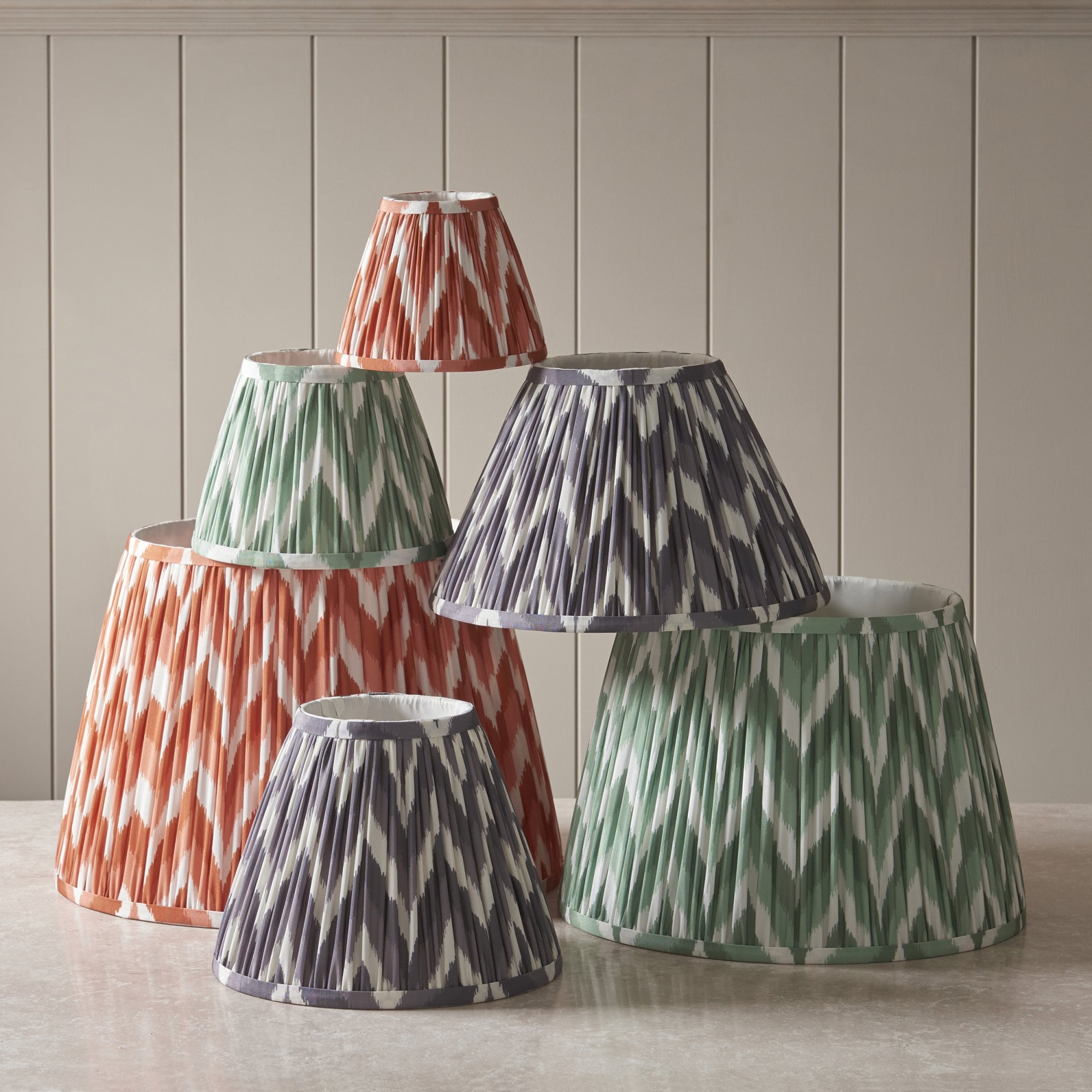 Endon Zigzag Single Light Shade 40cm - Apricot Orange Fabric