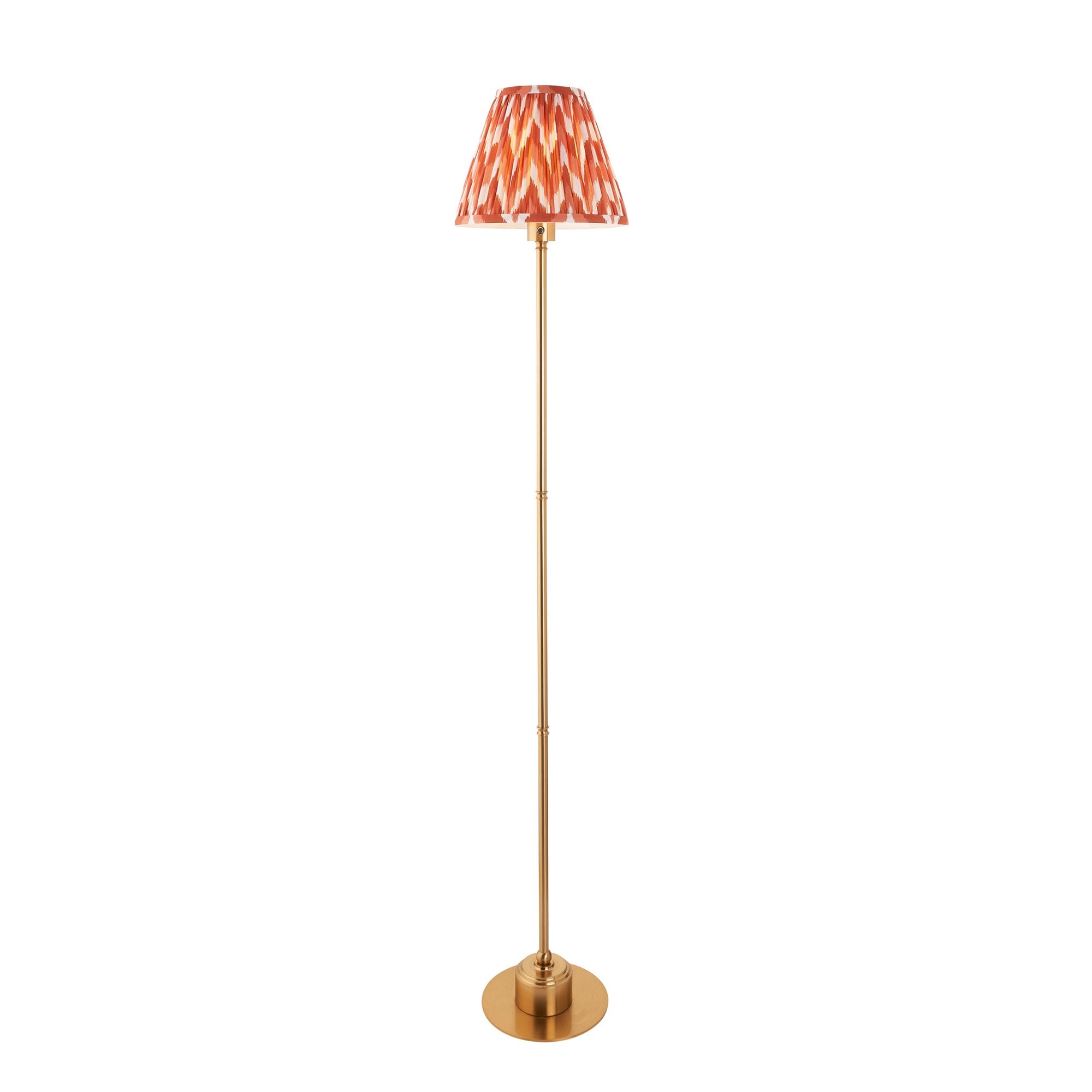 Endon Burley Rechargeable Floor Lamp & Zigzag 25cm Apricot Orange Shade