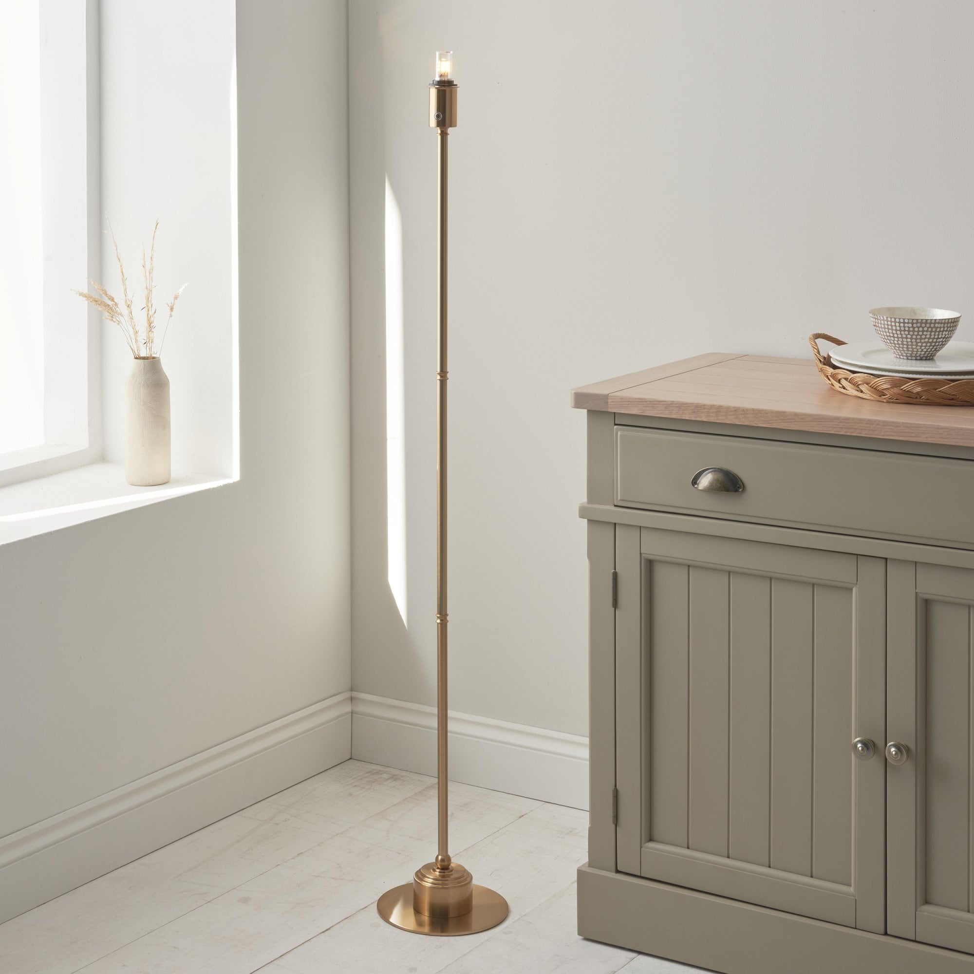 Endon Burley Rechargeable Floor Lamp & Leaf 30cm Shell Bay Blue Shade