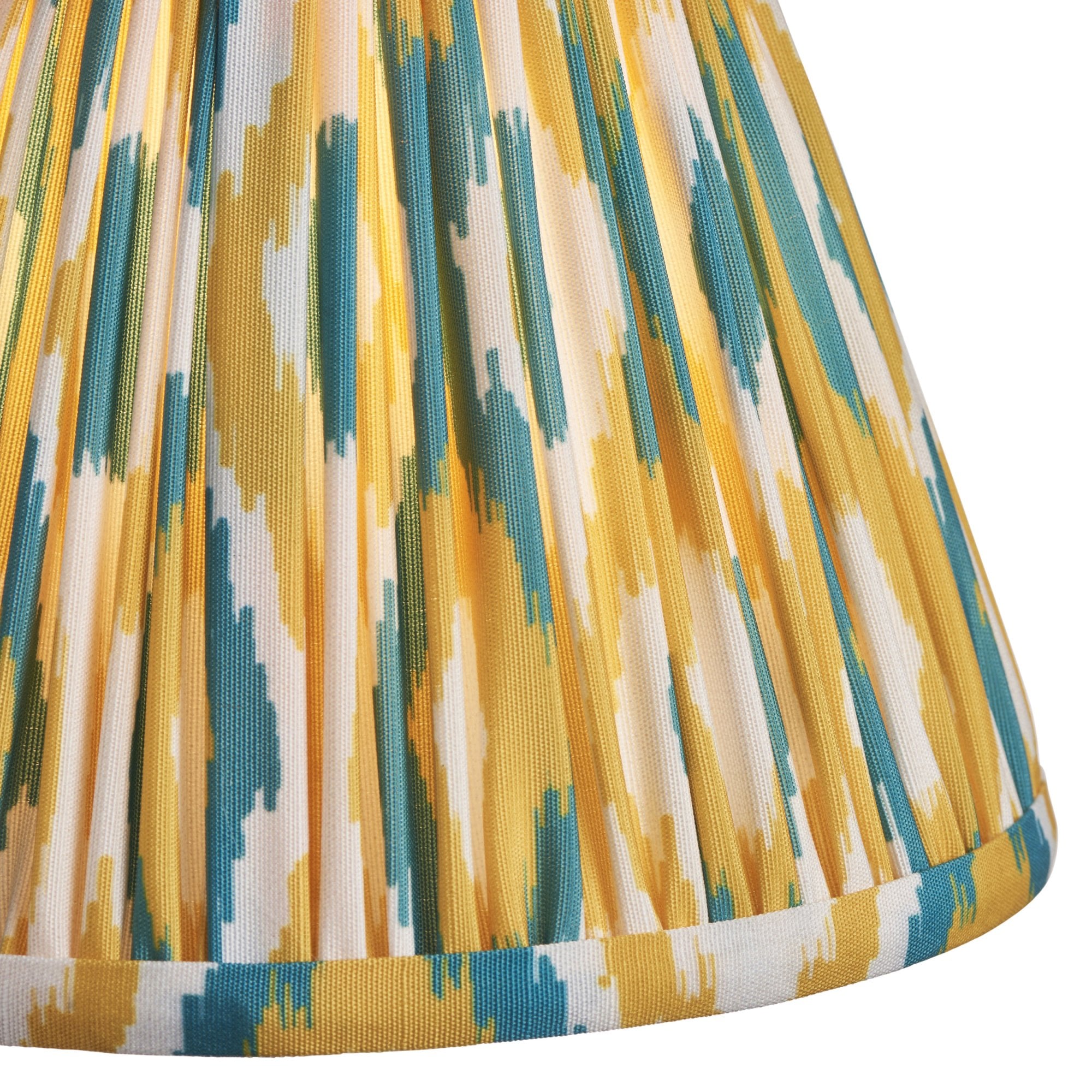 Endon Trobridge Rechargeable Table Lamp & Ikat 16cm Yellow & Jade Shade