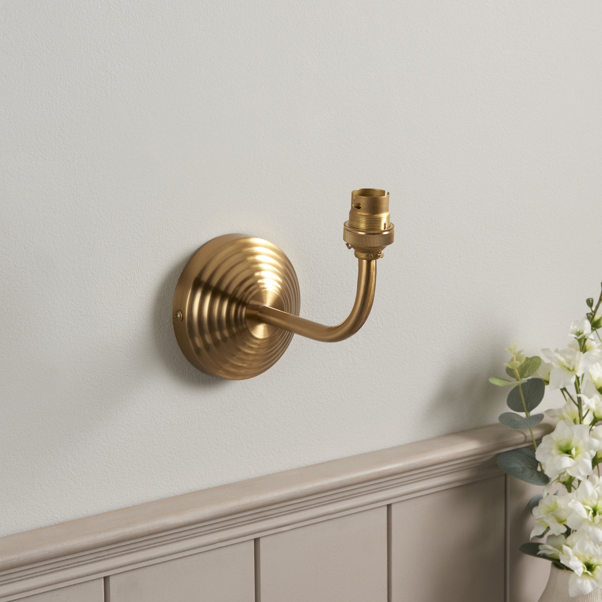 Endon Obelisk Arc Wall Light & Ripple 16cm Pearl Grey Shade