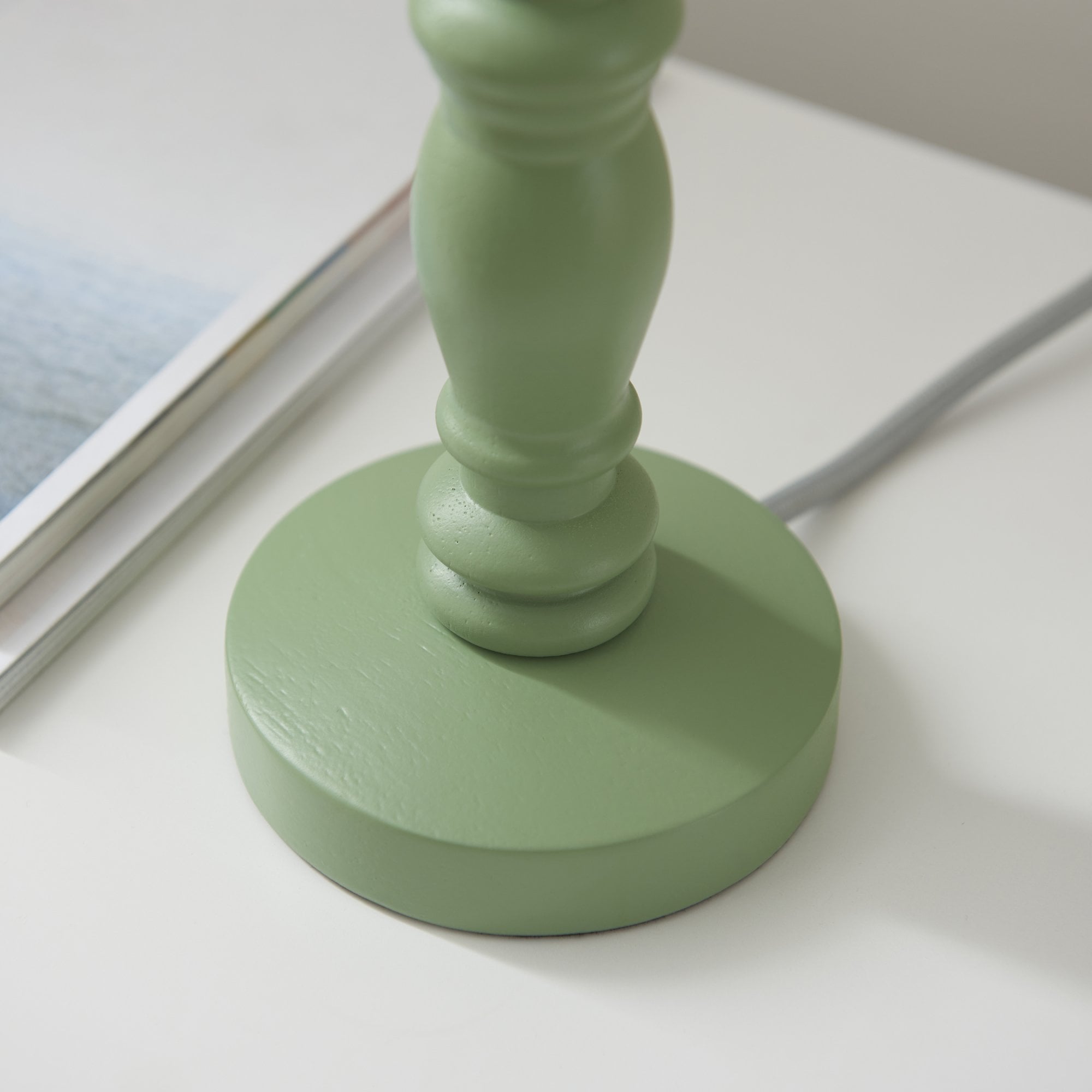 Endon Bibury Satin Cotswold Green Table Lamp & Leaf 20cm Herb Garden Green Shade